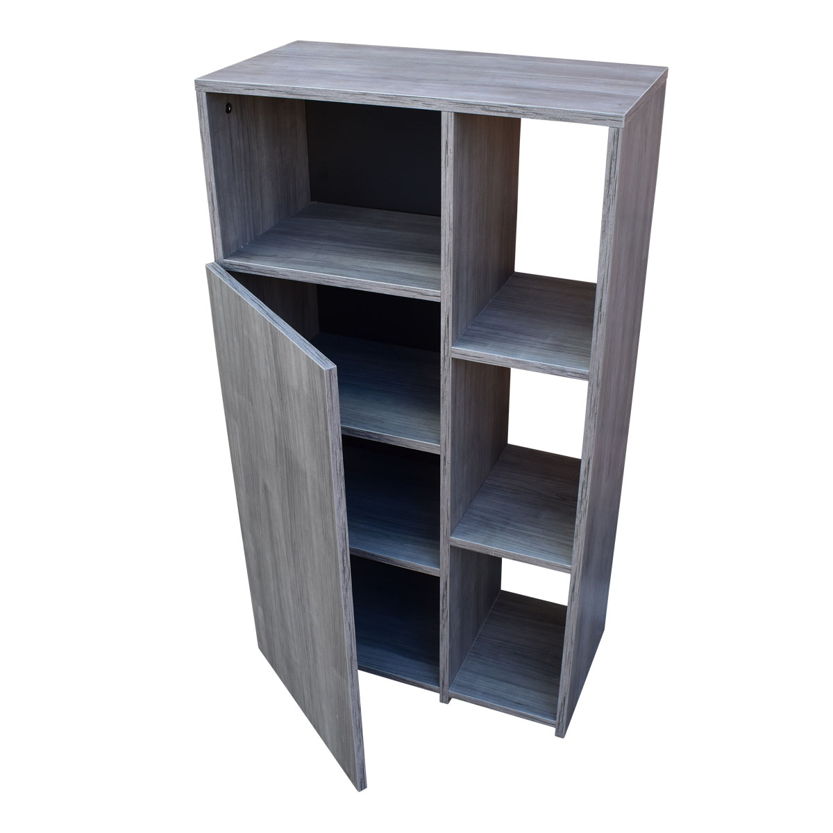 Mueble Alacena Despensero Organizador Hogare, Practico Mueble Multiusos de melamina de 16 mm de alta resistencia, con una puerta y siete estantes Color Gris