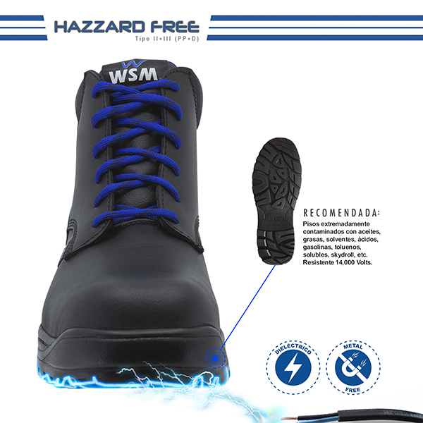 Zapato de Seguridad WSM, Ergonómico y cómodo. Con casquillo de Policarbonato. Bota Industrial y multifuncional. 2953-DH