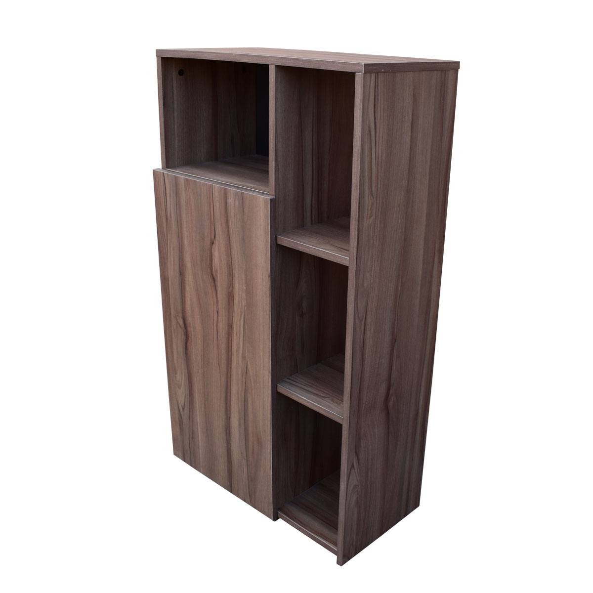 Mueble Alacena Despensero Organizador Hogare, Practico Mueble Multiusos de melamina de 16 mm de alta resistencia, con una puerta y siete estantes Color Parota