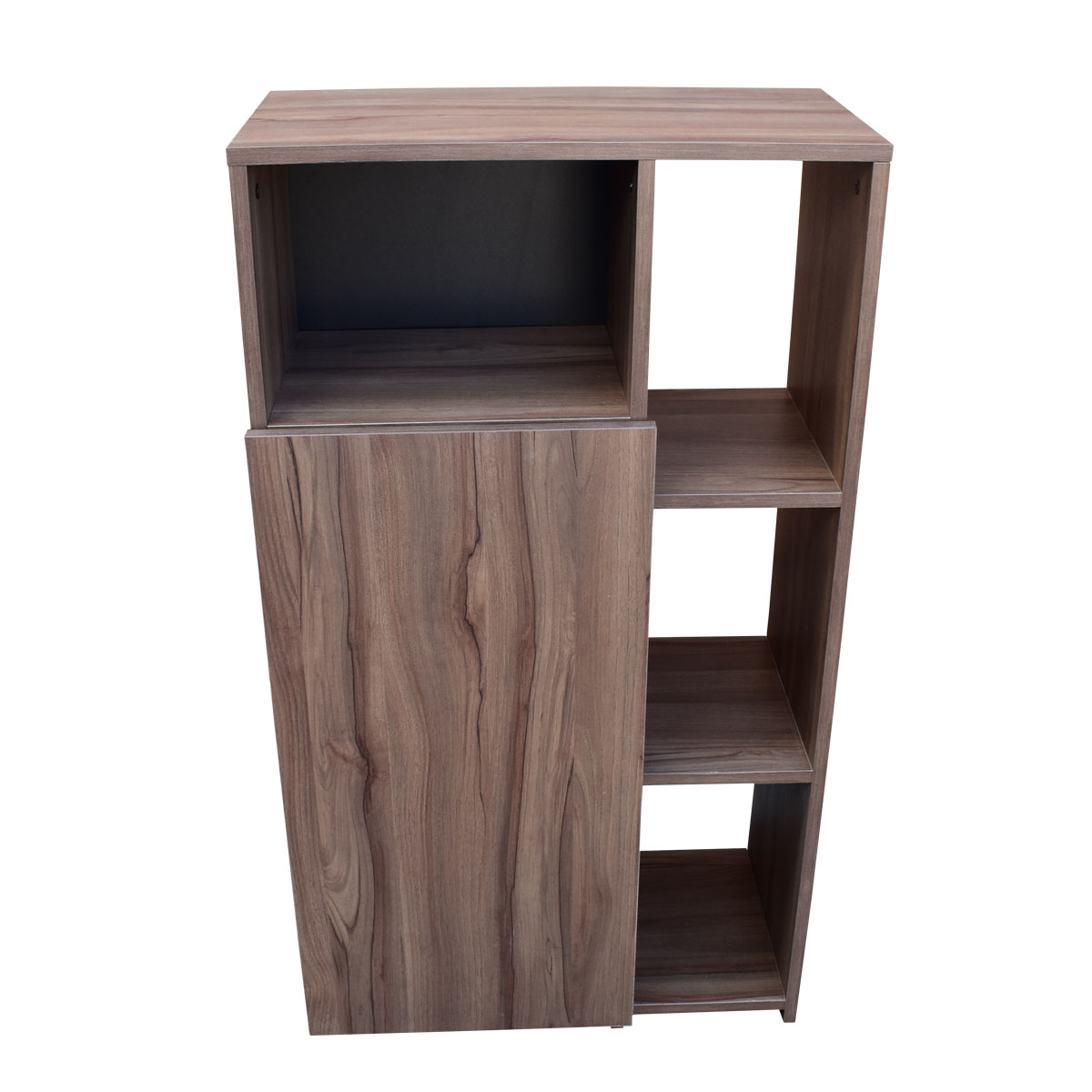 Mueble Alacena Despensero Organizador Hogare, Practico Mueble Multiusos de melamina de 16 mm de alta resistencia, con una puerta y siete estantes Color Parota