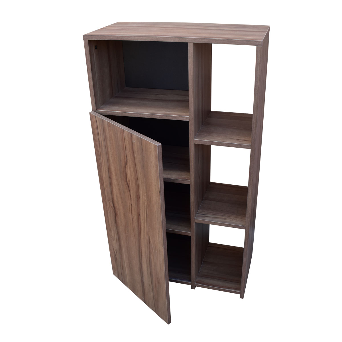 Mueble Alacena Despensero Organizador Hogare, Practico Mueble Multiusos de melamina de 16 mm de alta resistencia, con una puerta y siete estantes Color Parota