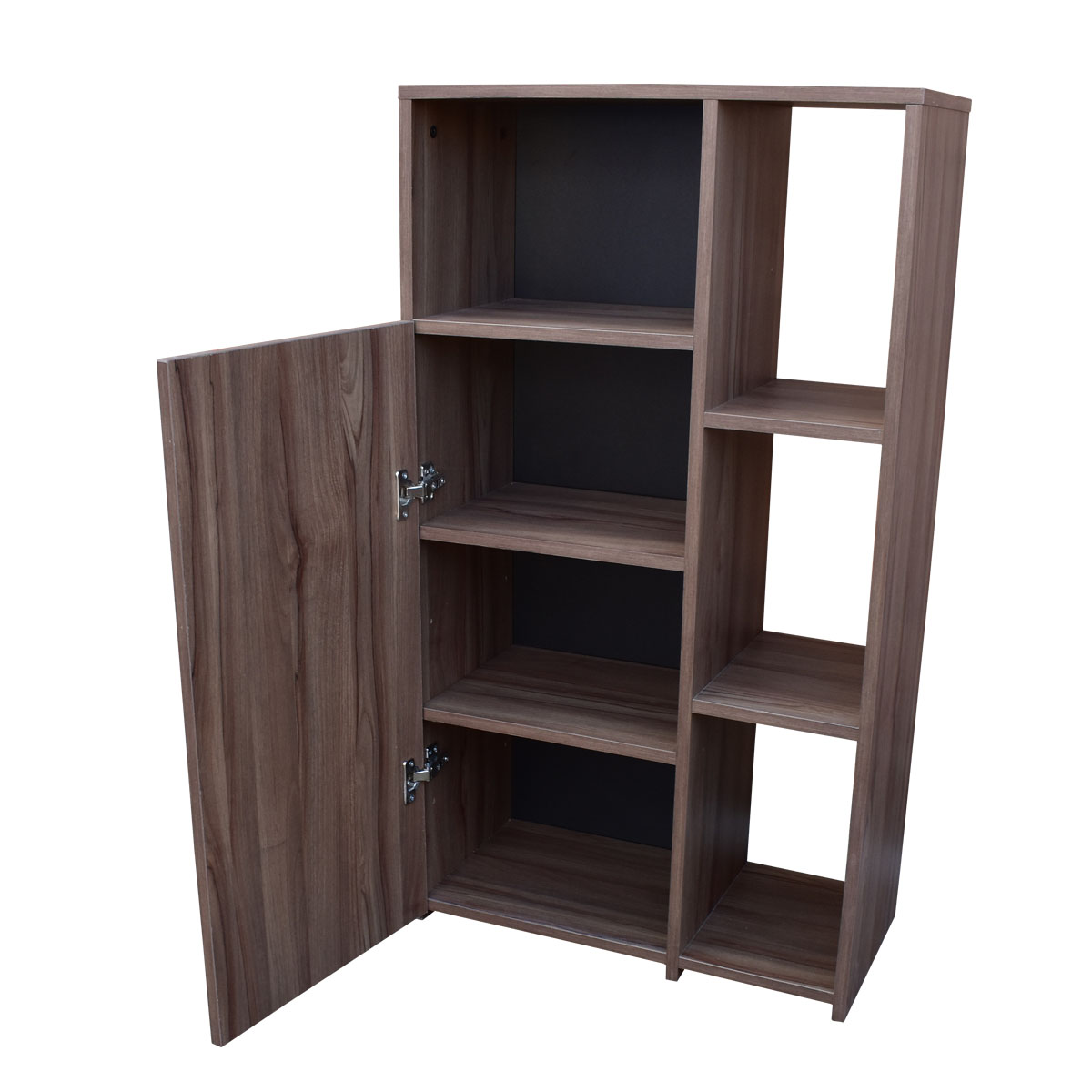 Mueble Alacena Despensero Organizador Hogare, Practico Mueble Multiusos de melamina de 16 mm de alta resistencia, con una puerta y siete estantes Color Parota