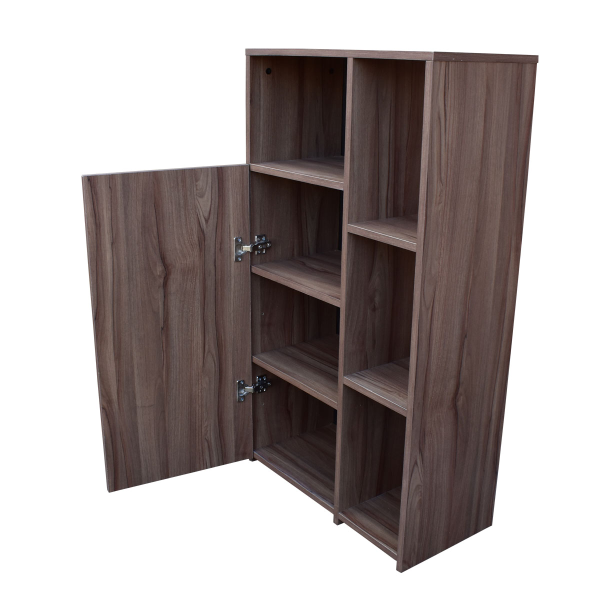Mueble Alacena Despensero Organizador Hogare, Practico Mueble Multiusos de melamina de 16 mm de alta resistencia, con una puerta y siete estantes Color Parota