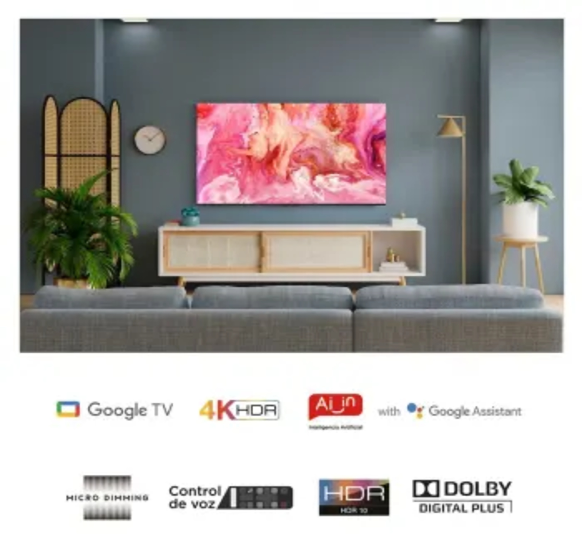 Pantalla TCL 58 Pulgadas UHD 4K Google TV 58S454