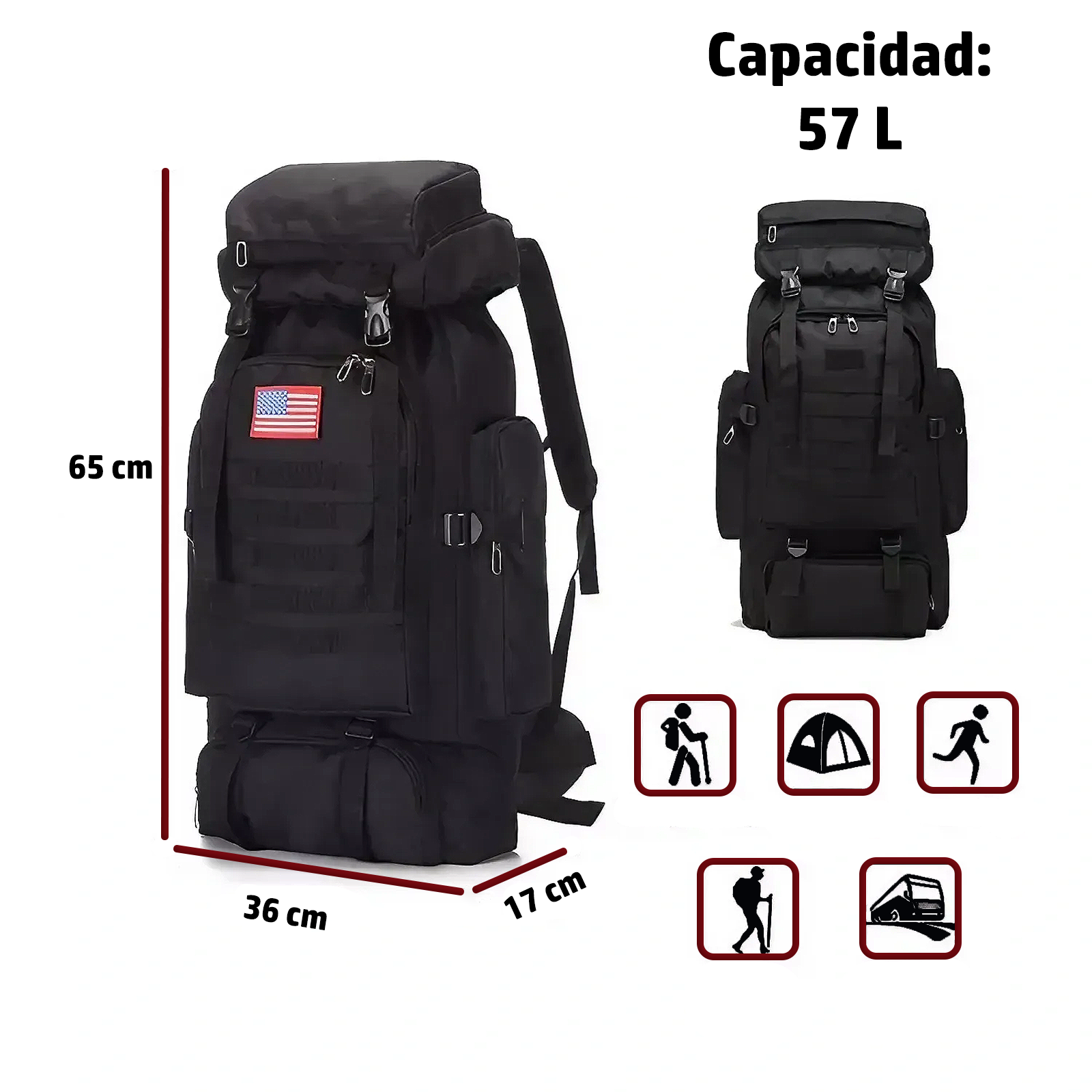 Mochila Táctica Impermeable De 80 L Para Senderismo Boclier Backpack