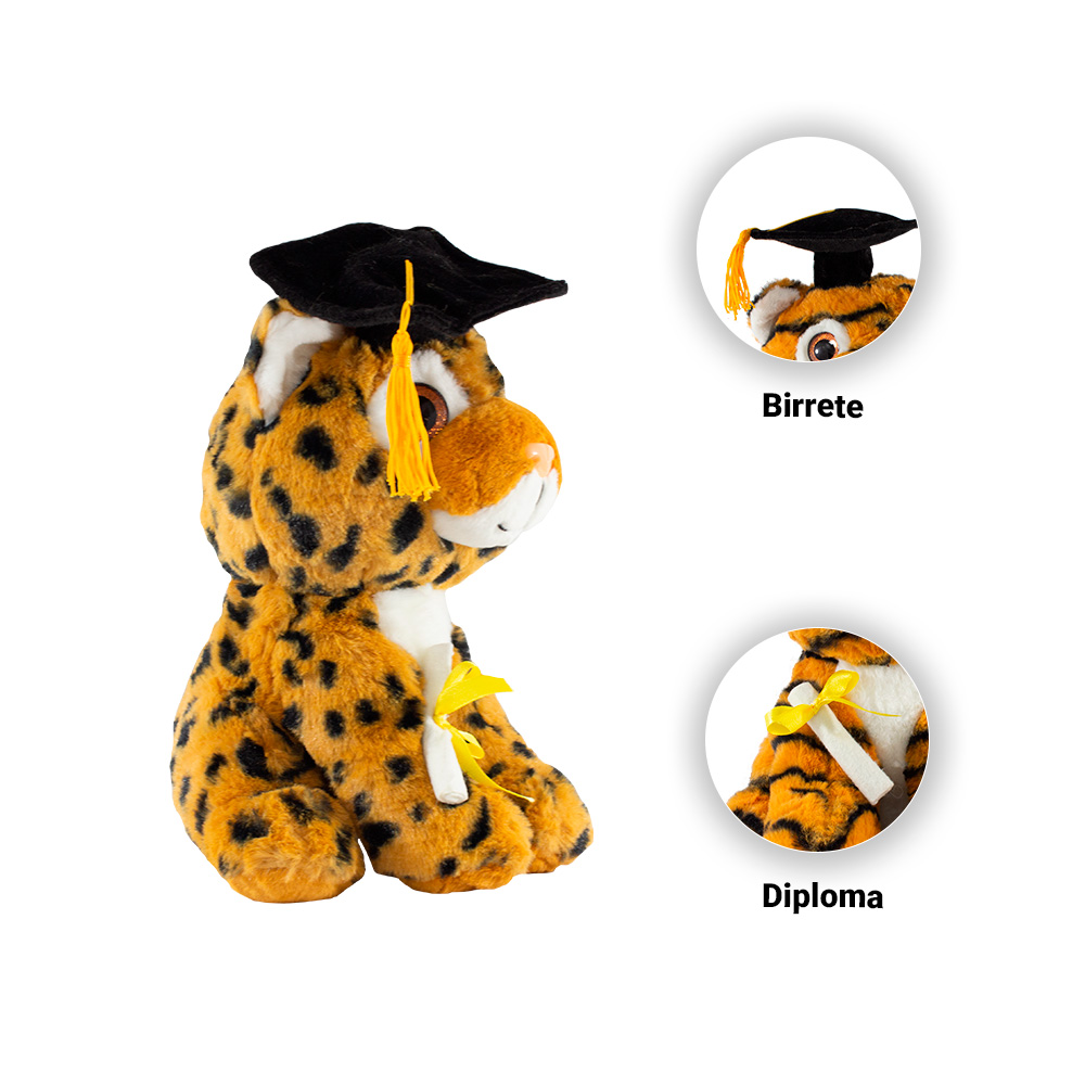 Regalo Peluche de Leopardo Graduación para Ella o El, Peluche Suave con birrete de graduación Diploma, Clase de 2023