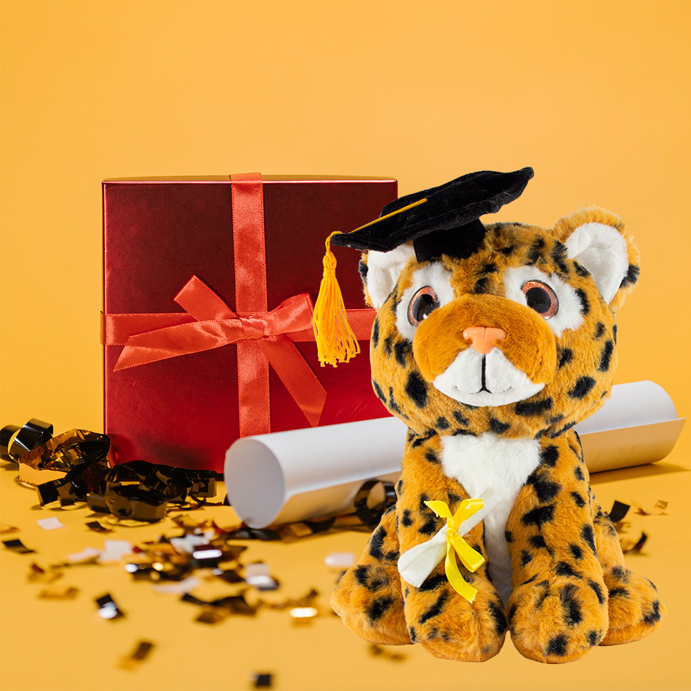 Regalo Peluche de Leopardo Graduación para Ella o El, Peluche Suave con birrete de graduación Diploma, Clase de 2023