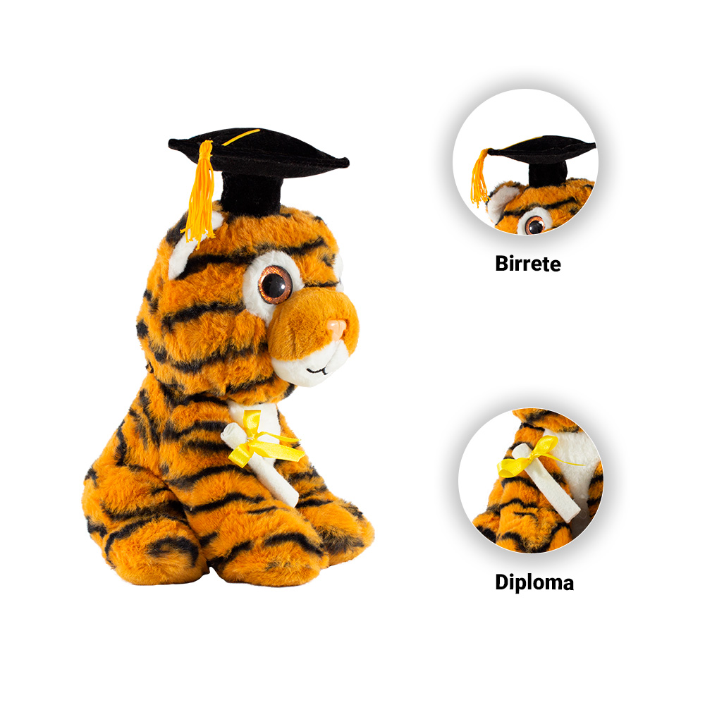 Regalo Peluche de Tigre Graduación para Ella o El, Peluche Suave con birrete de graduación Diploma, Clase de 2023