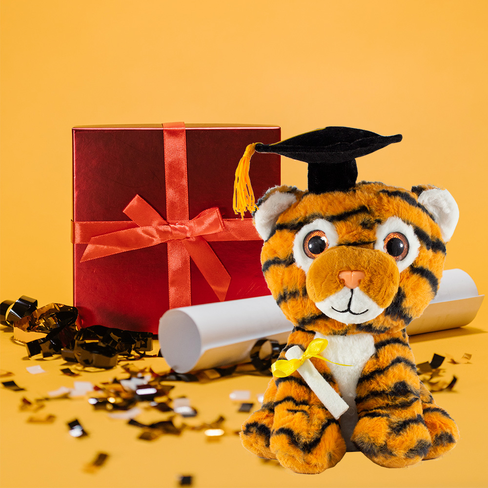 Regalo Peluche de Tigre Graduación para Ella o El, Peluche Suave con birrete de graduación Diploma, Clase de 2023