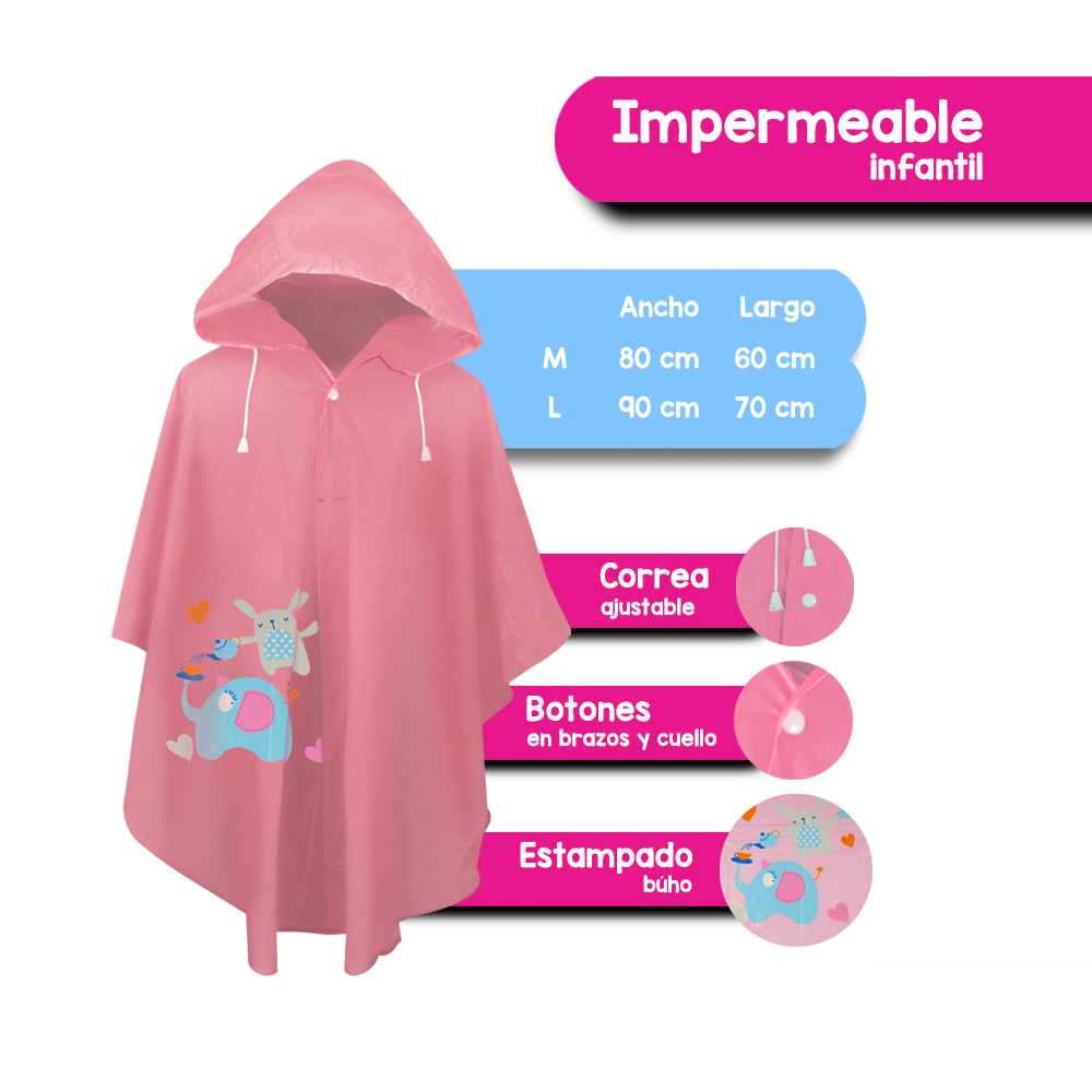 Impermeable Infantil Poncho Para Lluvia De Colores Con Figuras Chamarra Impermeable Chubasquero Protector