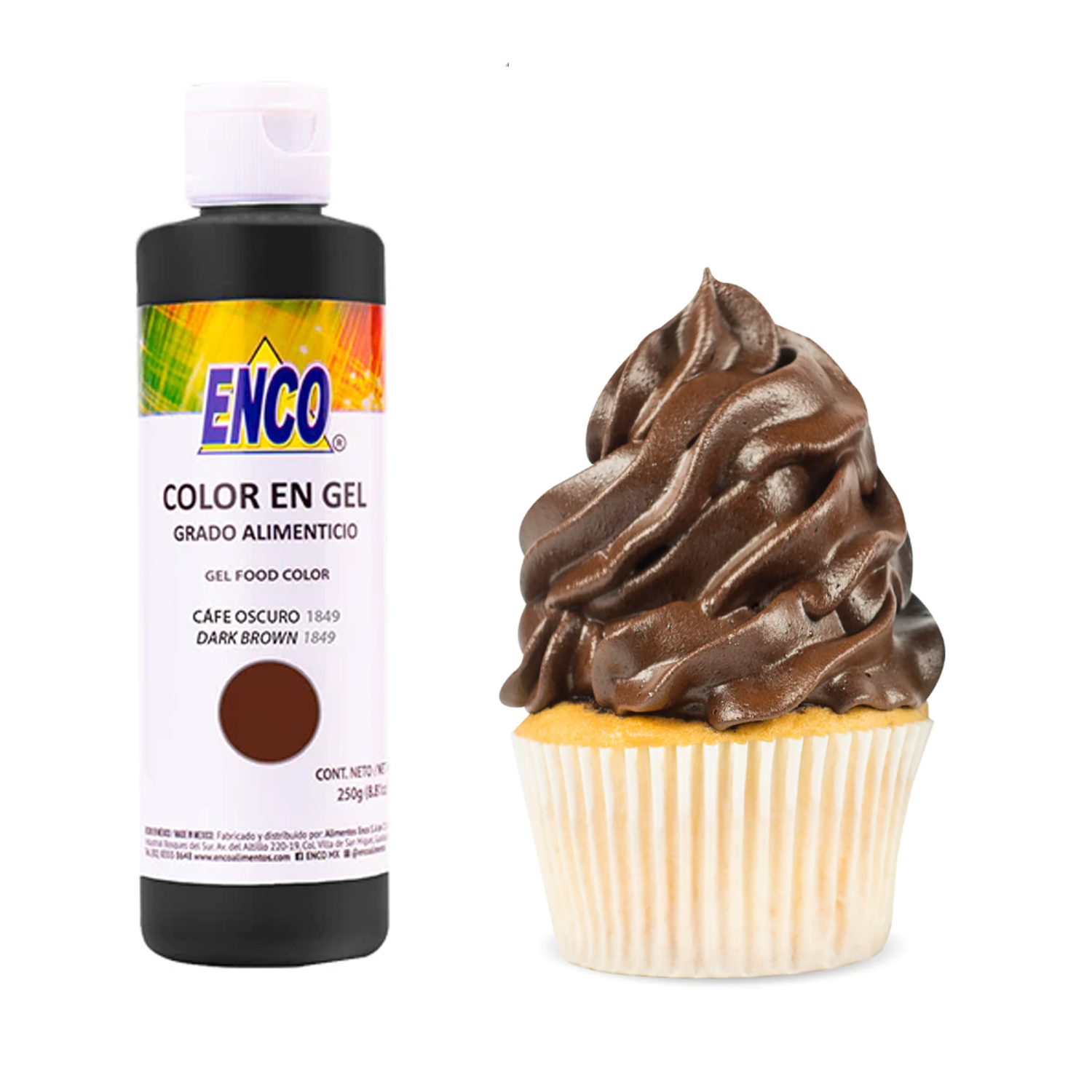 COLORANTE EN GEL ENCO 250G CAFE OSCURO