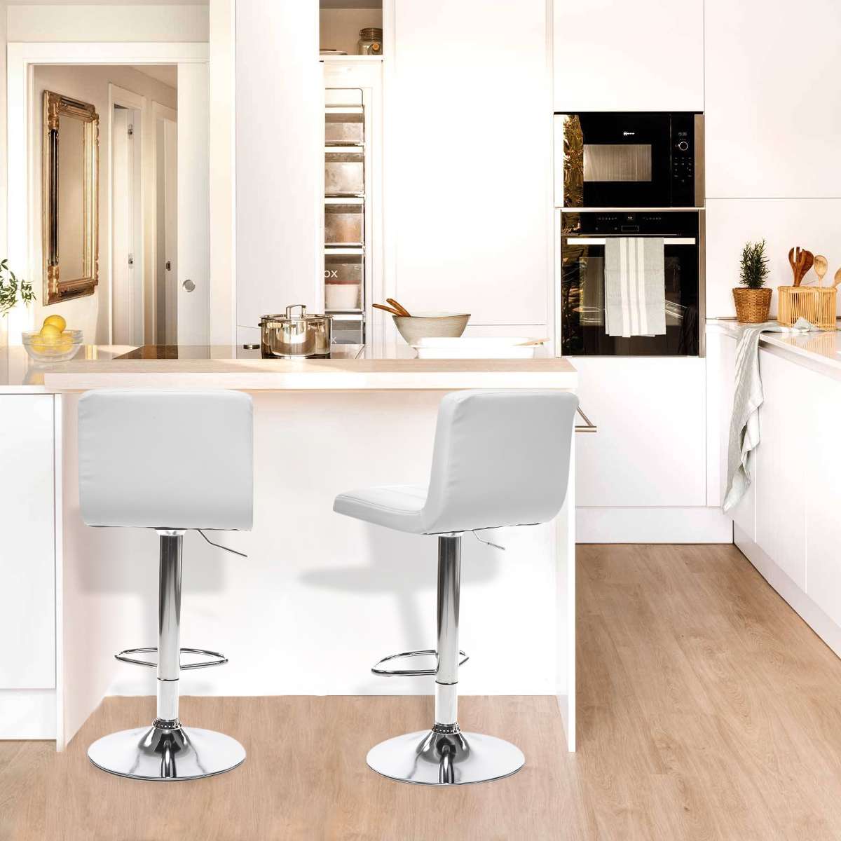 Banco Giratorio Respaldo Alto Barra Desayunador Cocina 