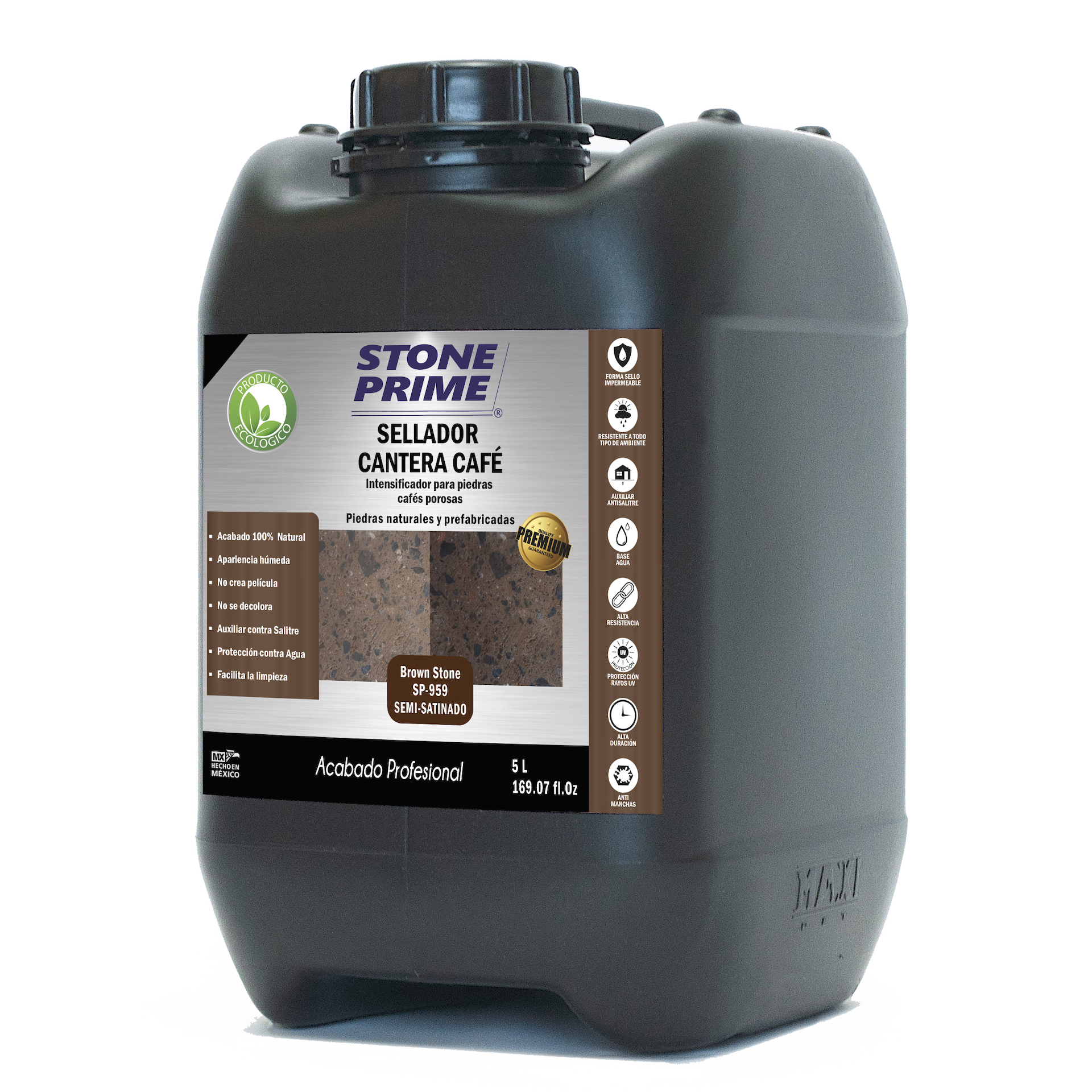 Sellador para piedra cantera café Stone Prime Acabado mojado 5 litros