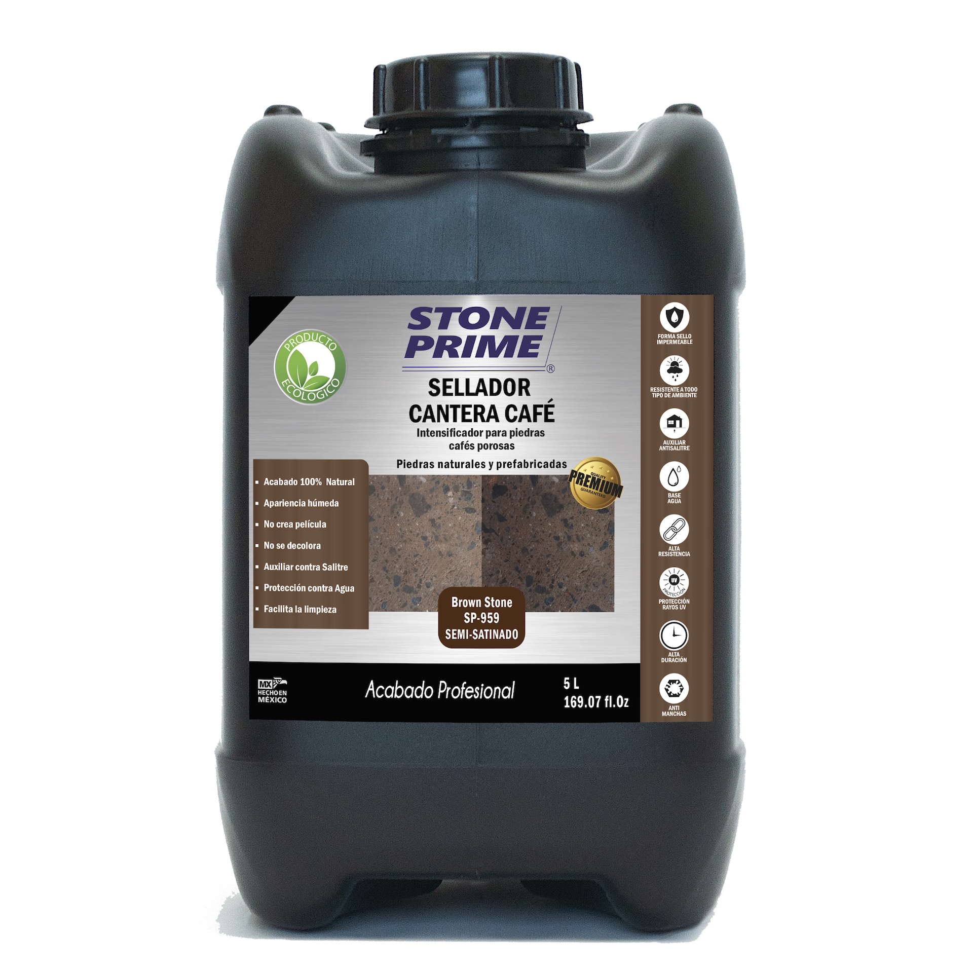 Sellador para piedra cantera café Stone Prime Acabado mojado 5 litros