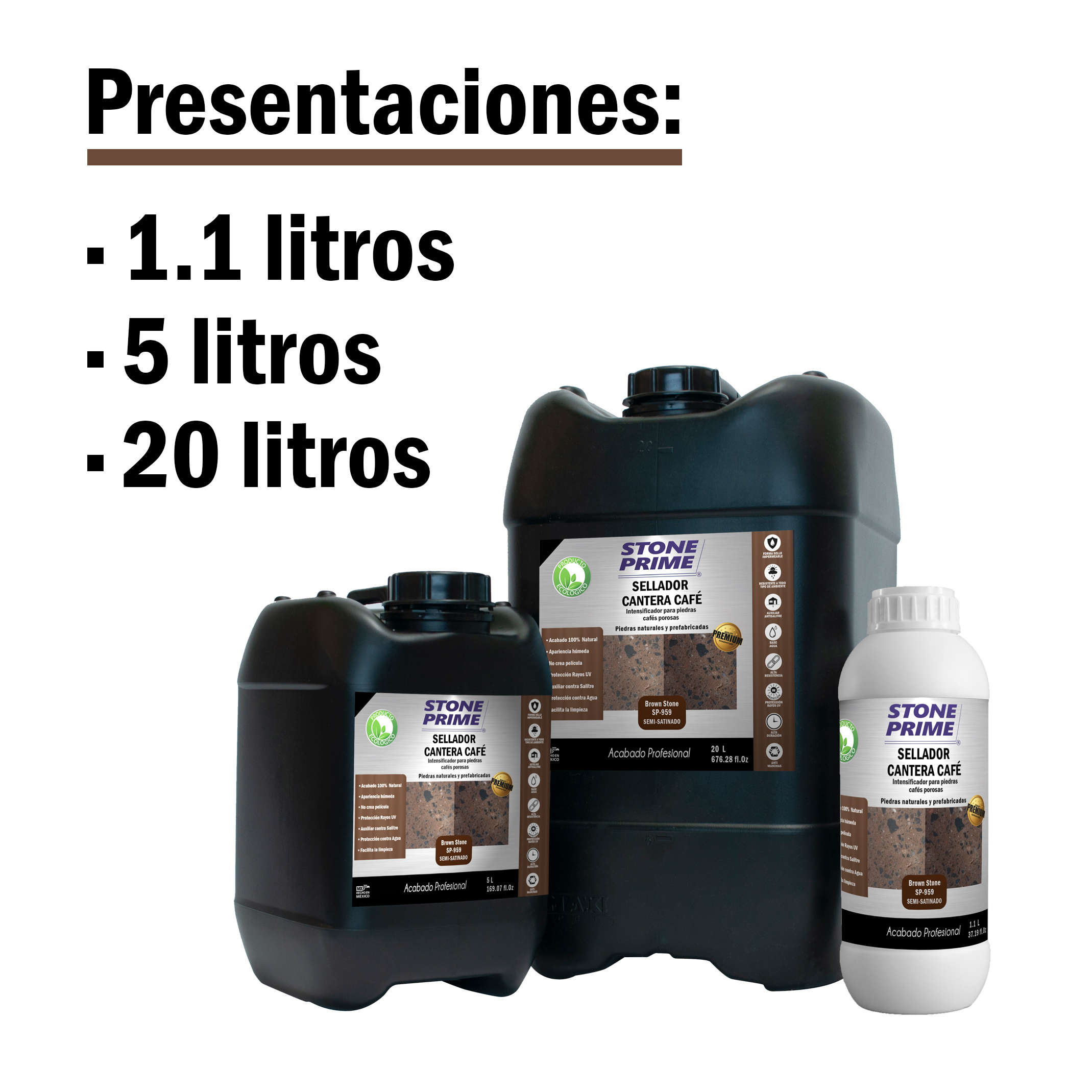 Sellador para piedra cantera café Stone Prime Acabado mojado 5 litros