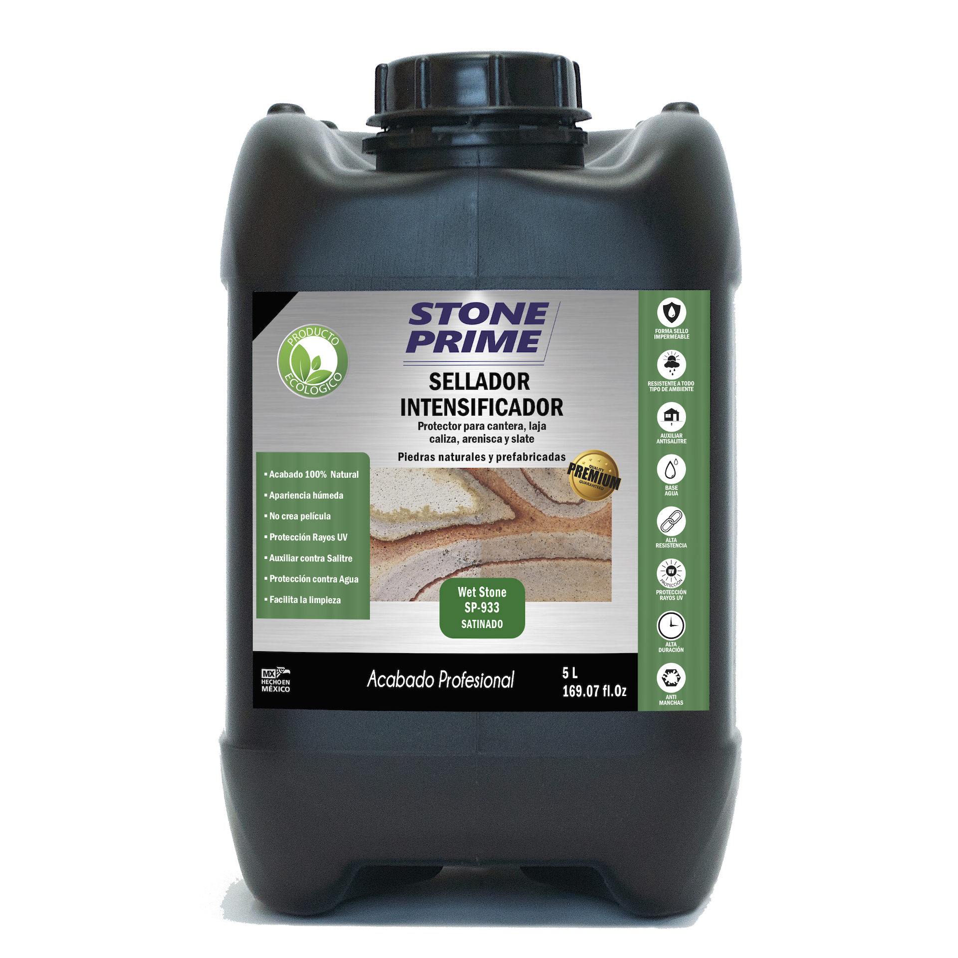 Sellador intensificador para piedra cantera y laja Stone Prime Acabado húmedo 5 litros