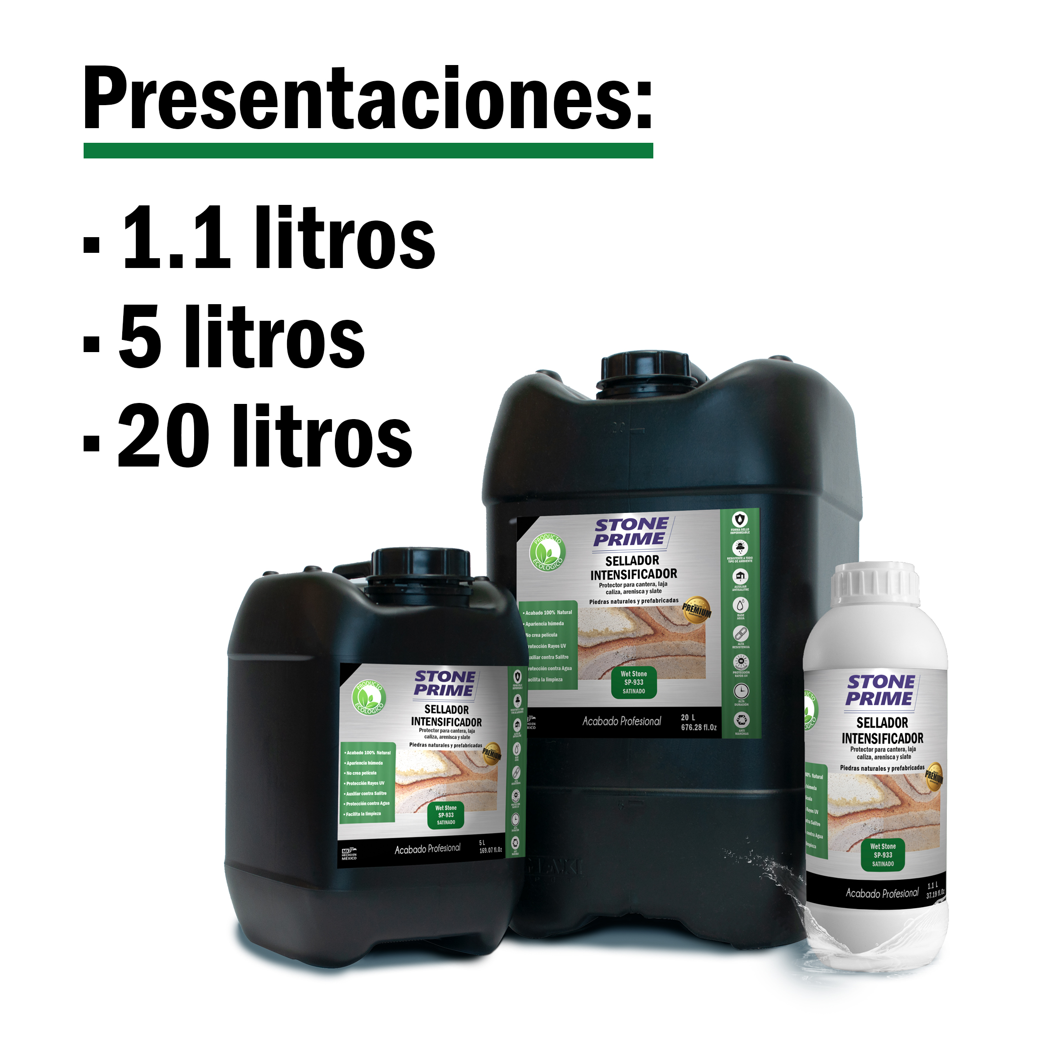 Sellador intensificador para piedra cantera y laja Stone Prime Acabado húmedo 5 litros