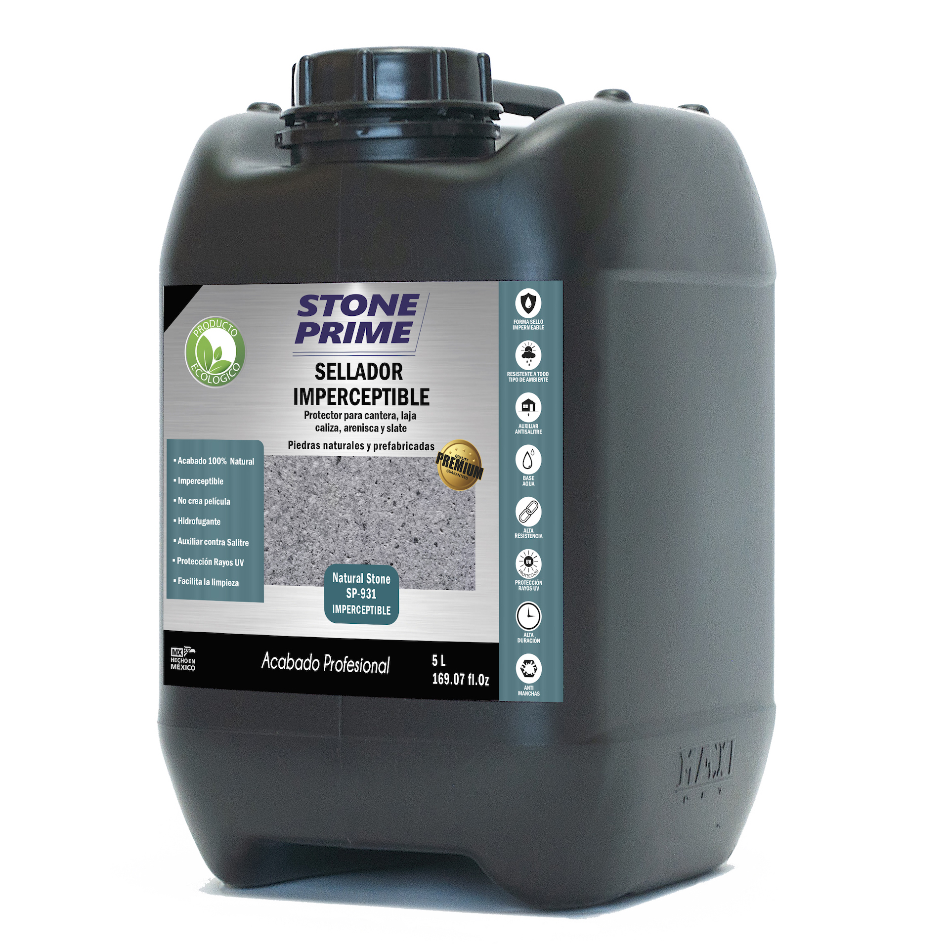 Sellador hidrofugante imperceptible para cantera Stone Prime Acabado natural 5 litros