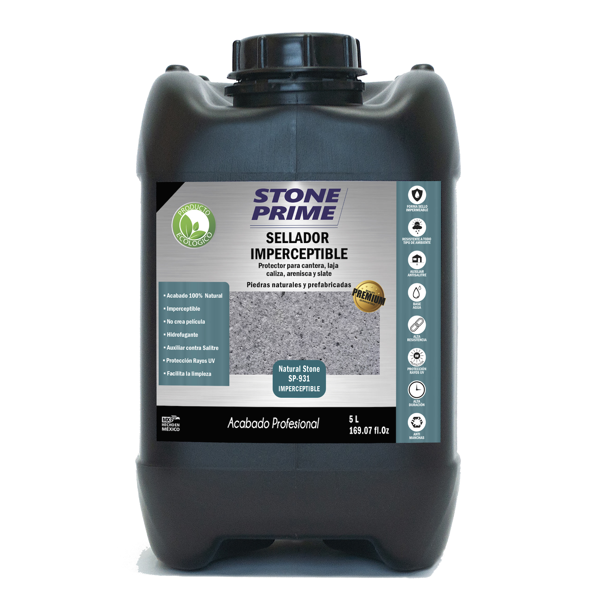 Sellador hidrofugante imperceptible para cantera Stone Prime Acabado natural 5 litros