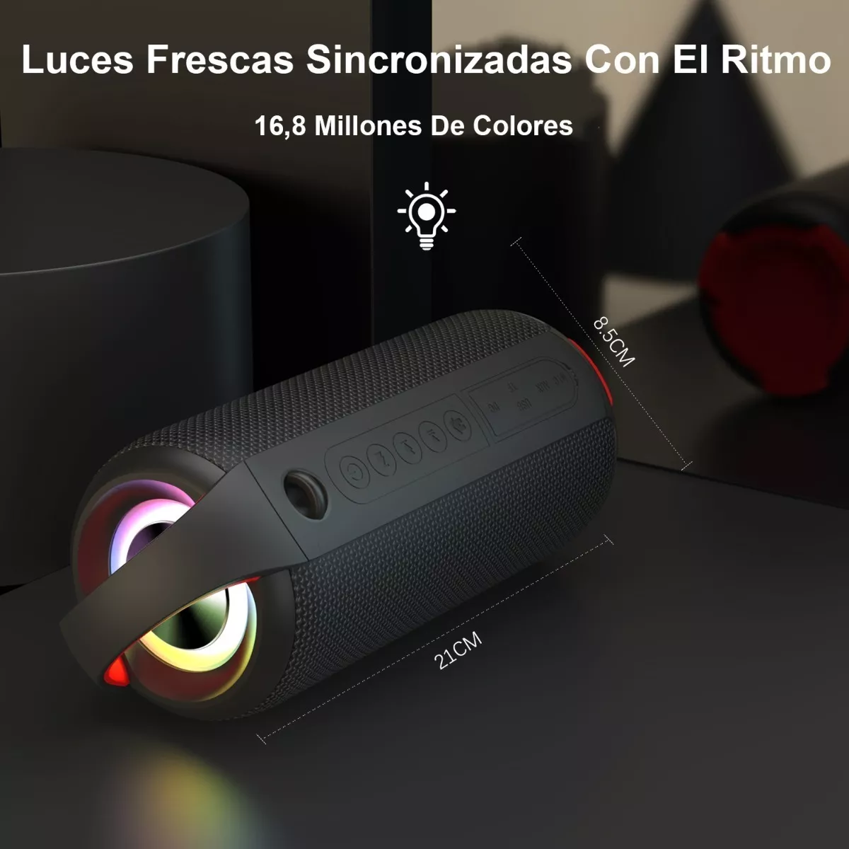 Bocina Bluetooth Portátil Bocina Impermeable Con Rgb Luces