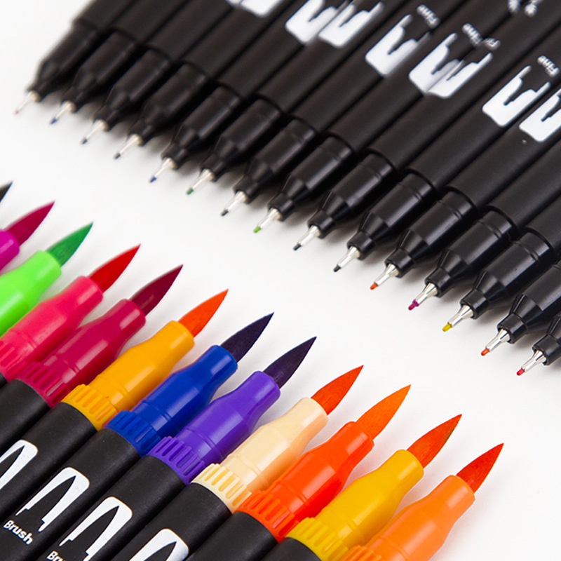 Set de Marcadores doble punta (Fineliner y Brushpen) x48 colores