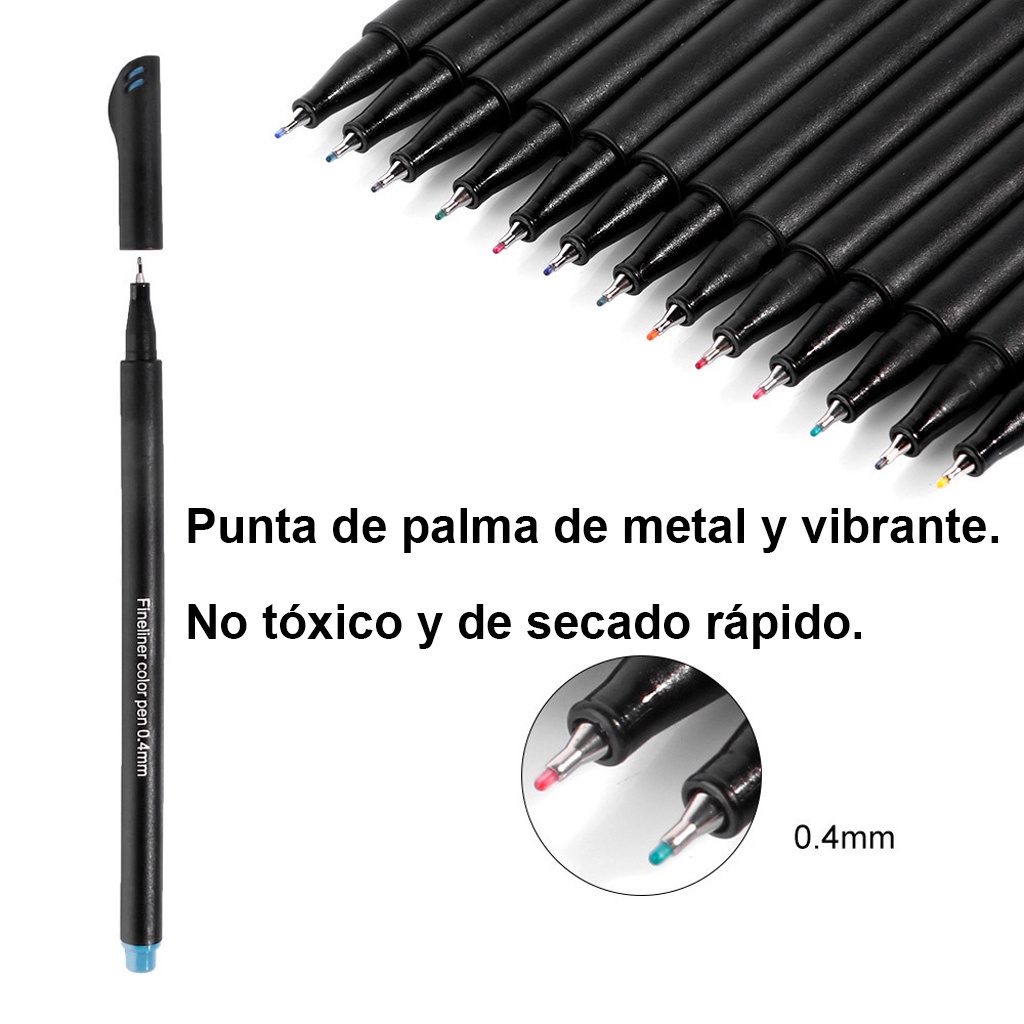 Plumones Punta Pincel Fineliner 0.4mm Marcador 60 Colores.