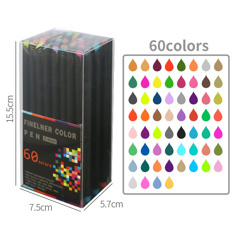 Plumones Punta Pincel Fineliner 0.4mm Marcador 60 Colores.