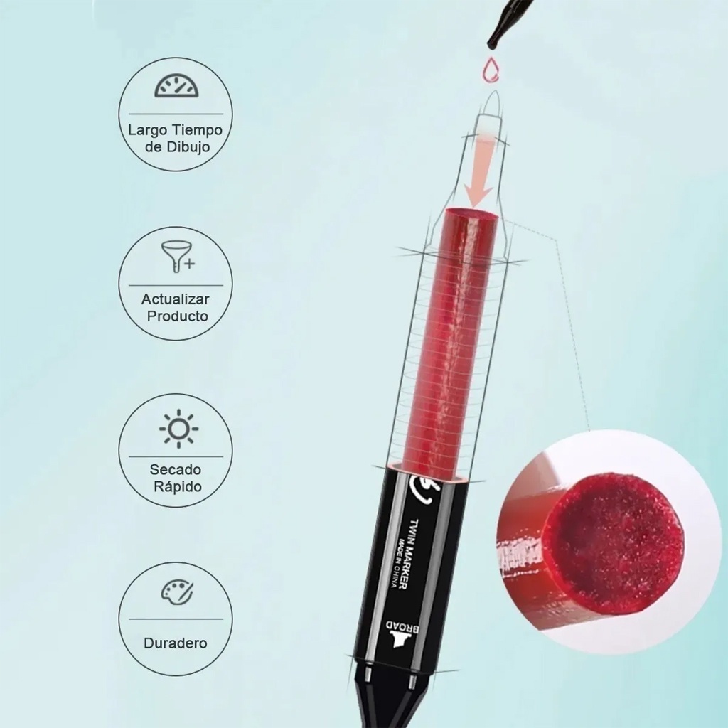 Plumones Doble Punta 48 Marcadores.