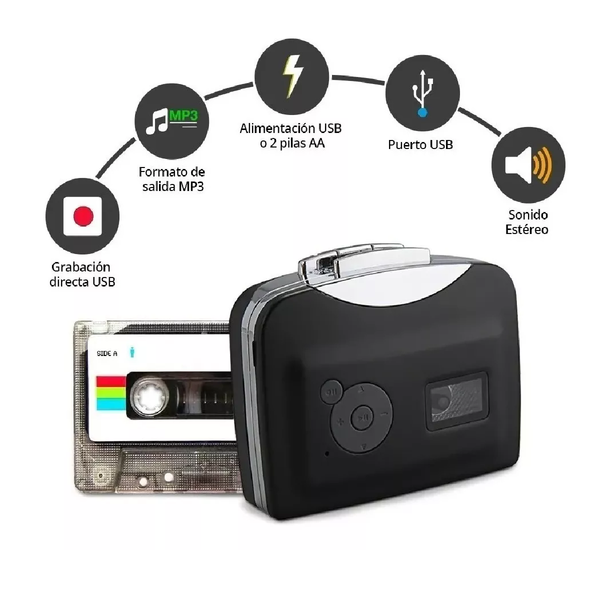 Convertidor De Cintas Cassette A Mp3 Adaptador Usb