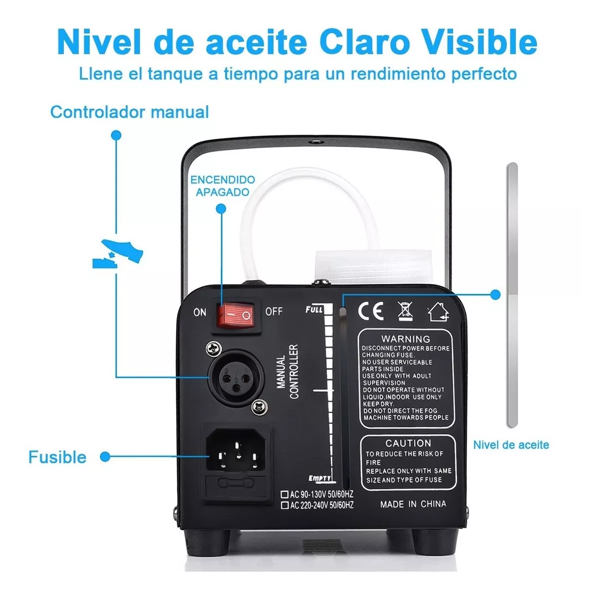 Máquina De Humo Con Luz LED: 500W, 0.3L Depósito, Mando A Distancia, Para Fiestas, Escenarios, Bodas O Halloween