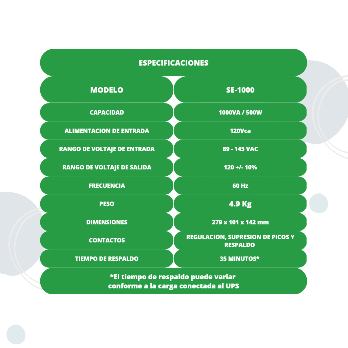 Nobreak Ups Power Energy 1000va 500w 6 Contactos
