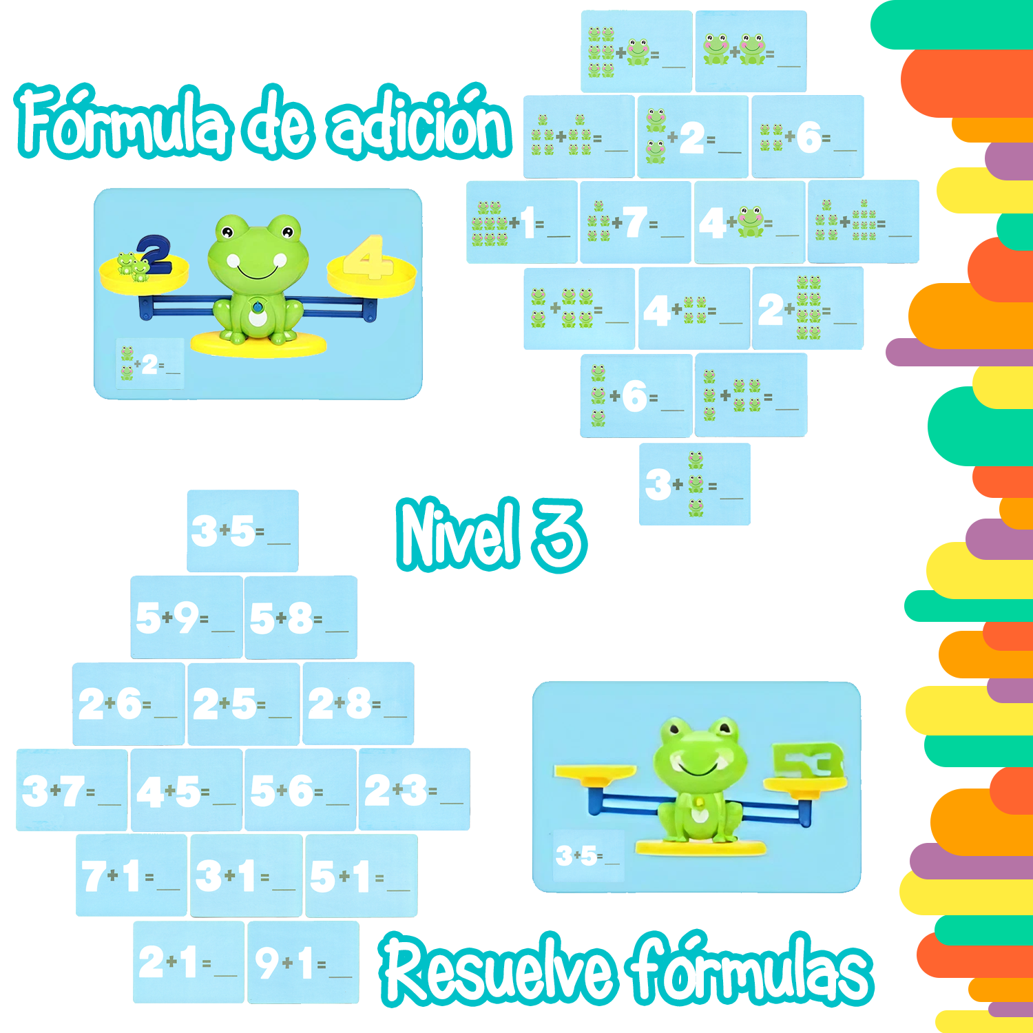 Juego de aprendizaje balanza matemática de equilibrio 