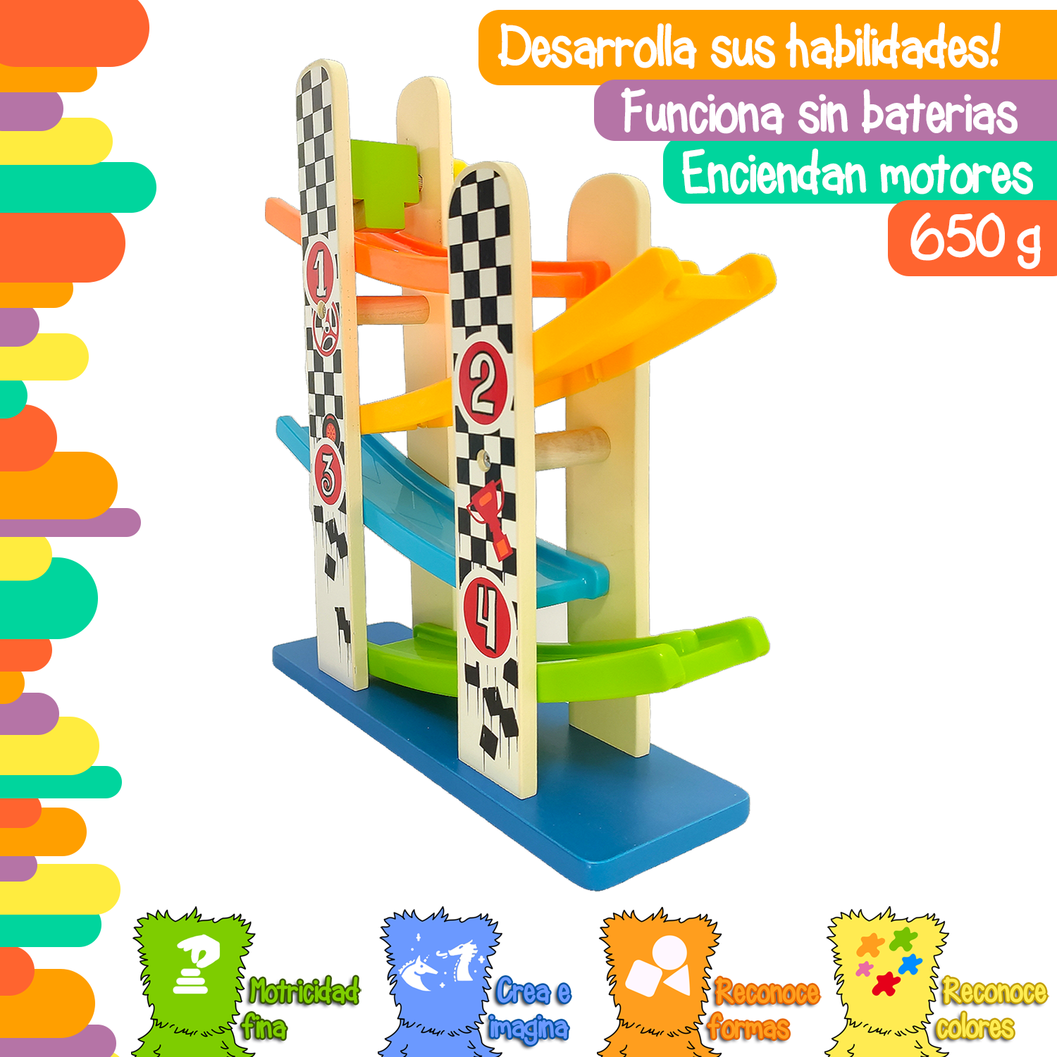 Pista de carritos de madera