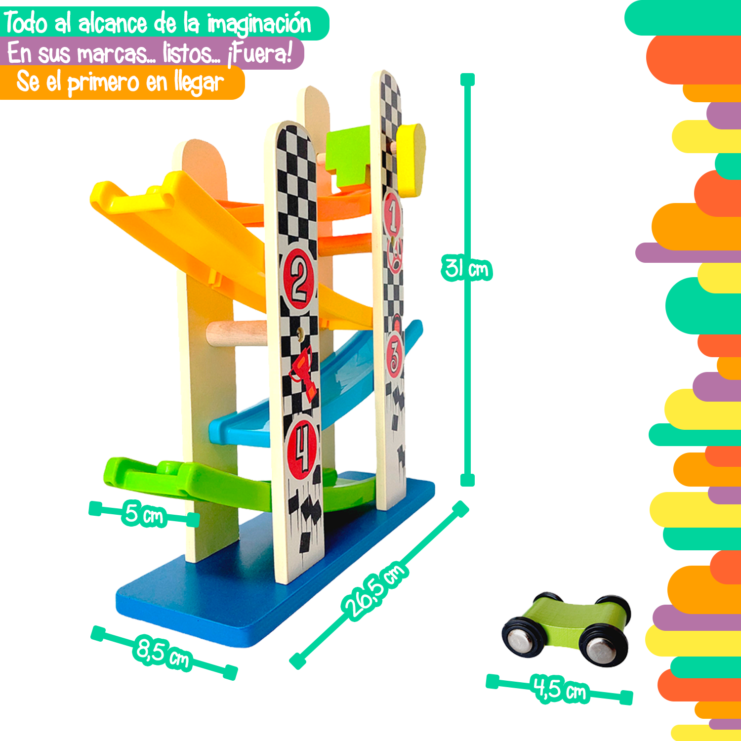 Pista de carritos de madera