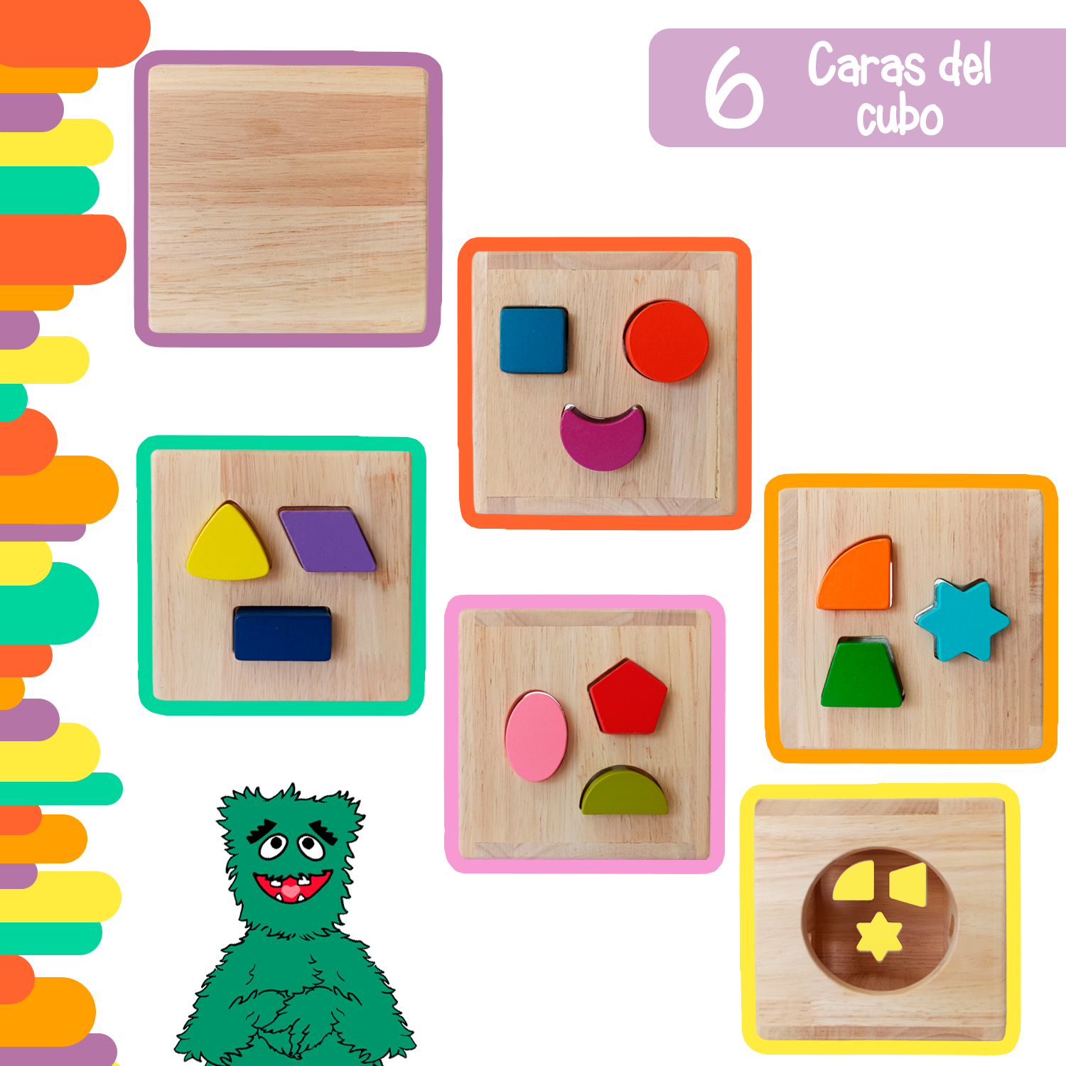Cubo de madera Montessori para encajar