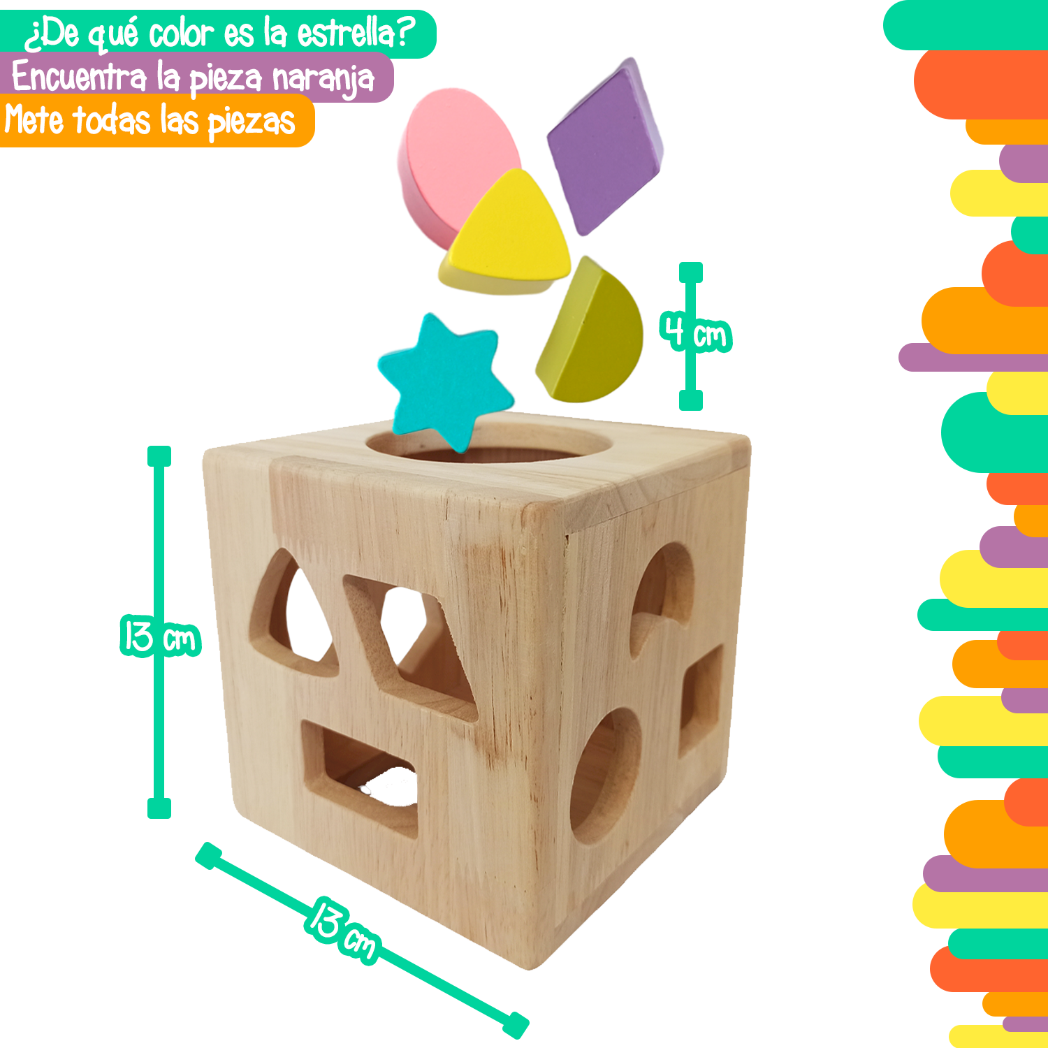 Cubo de madera Montessori para encajar