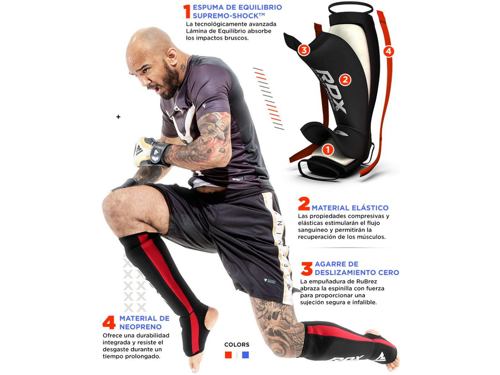 Espinilleras De Neopreno Rdx T6 Mma Box Artes Marciales.