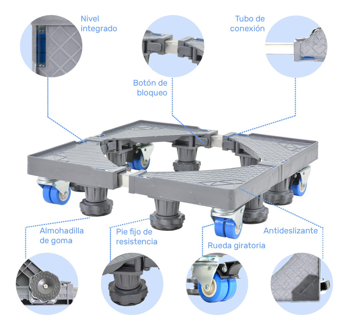 Base Multifuncional Universal Soporte Movil Para Refrigerador Lavadora Ajustable 300 Kg 