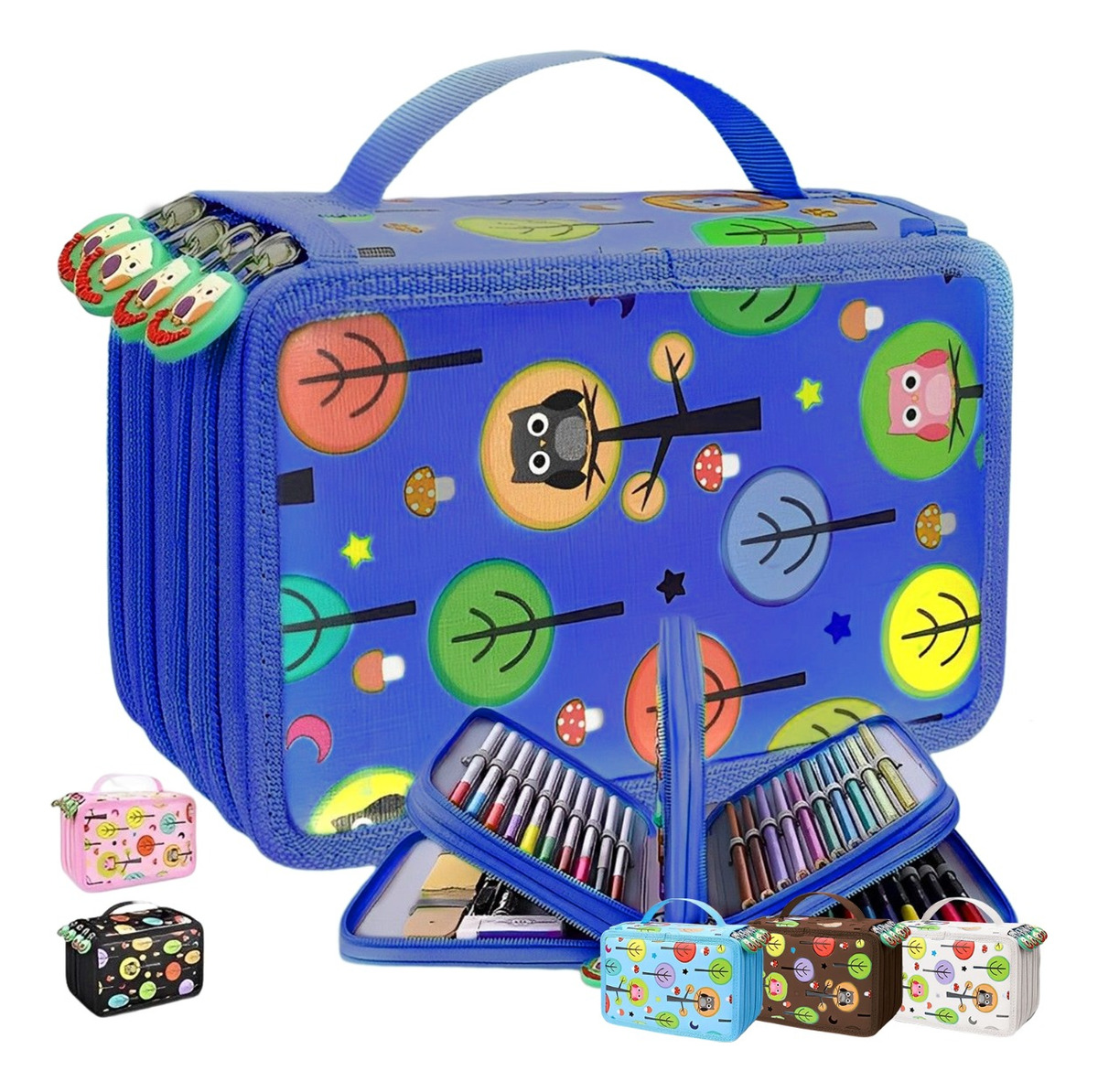 Organizador De Lápices/plumones Lapiceras Estuche 72agujeros azul marino