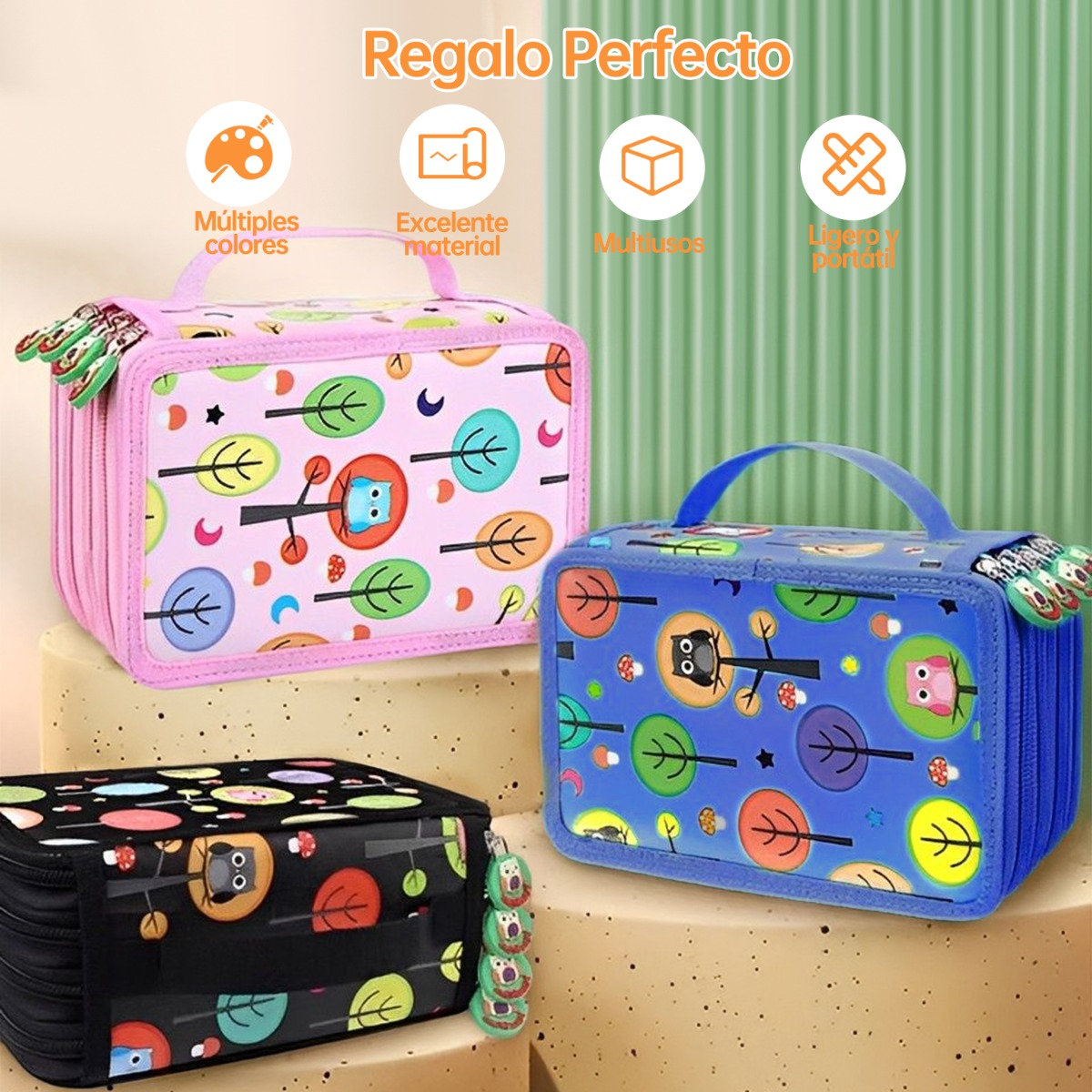 Organizador De Lápices/plumones Lapiceras Estuche 72agujeros azul marino