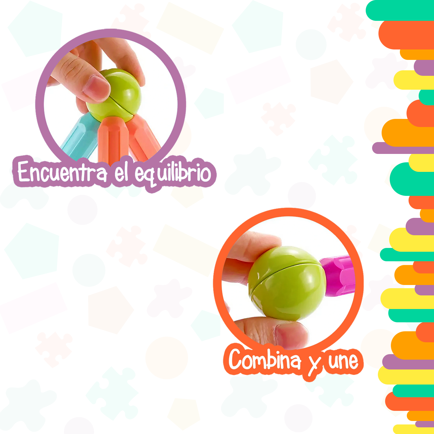 Juego de 24 esferas magnéticas y varillas de construcción