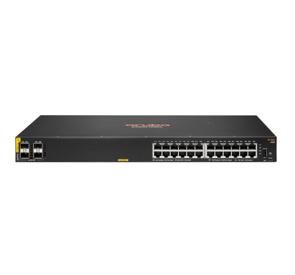 Switch HPE Gigabit Ethernet Aruba 6100, 24 Puertos PoE