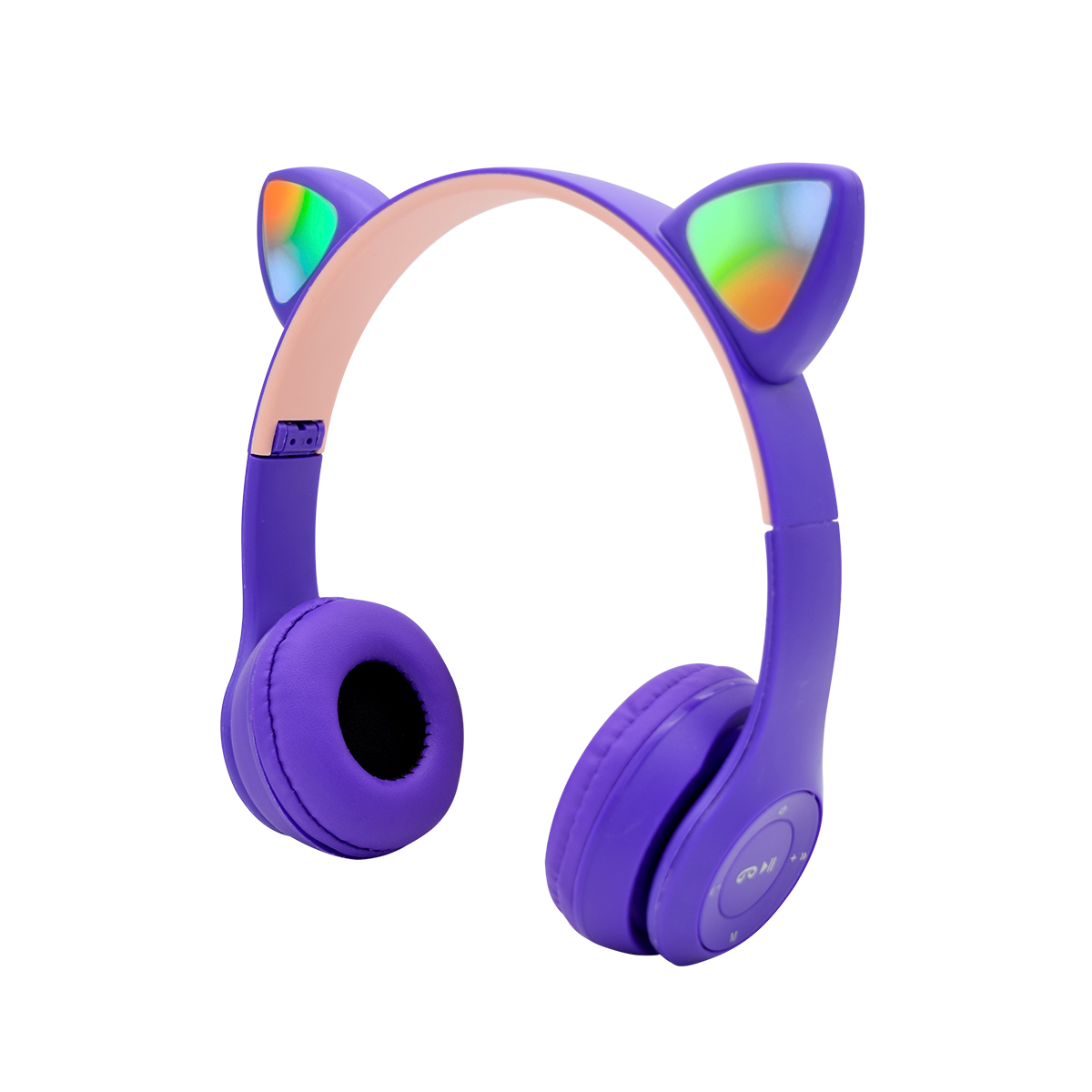 Audífonos Bluetooth con Diadema y Orejas de Gato Luz Led