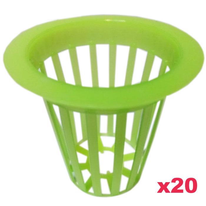Canastillas Hidroponía Baratas MXBGR-008 20 Pzs 2" Diámetro Altura 6 cm Verde Plástico, HydroGreen