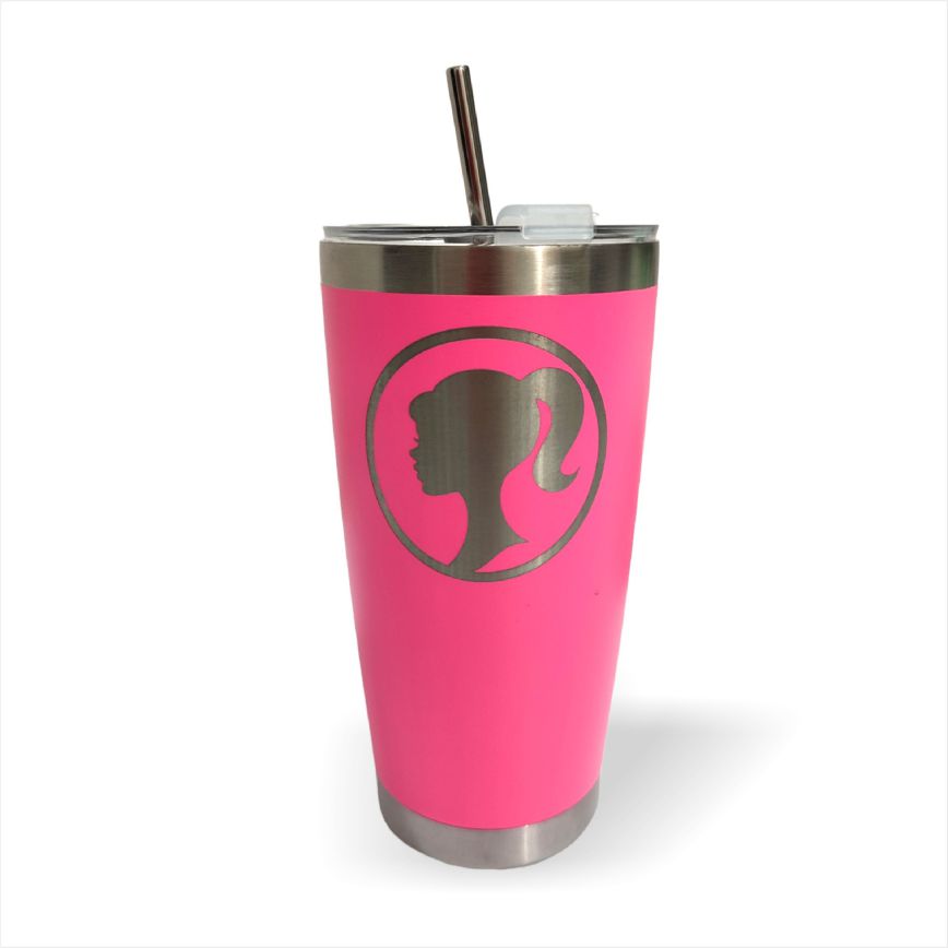 Vaso Termo Térmico Barbie Rosa Grabado Láser