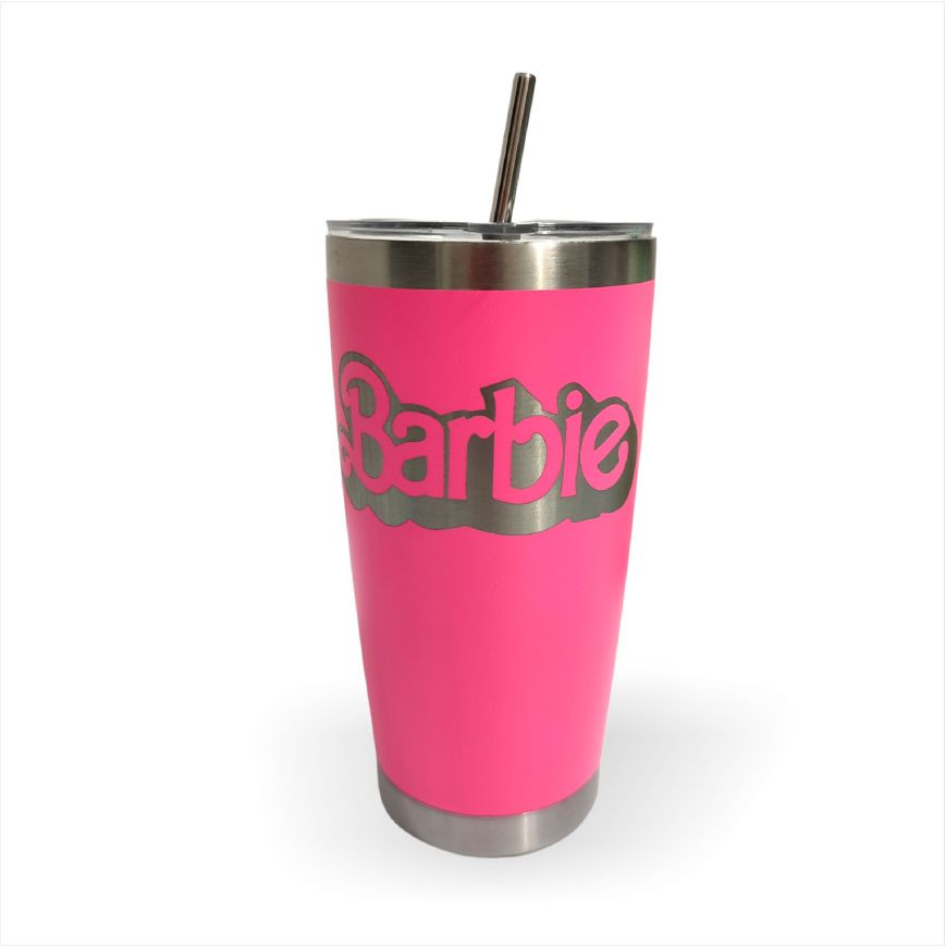 Vaso Termo Térmico Barbie Rosa Grabado Láser