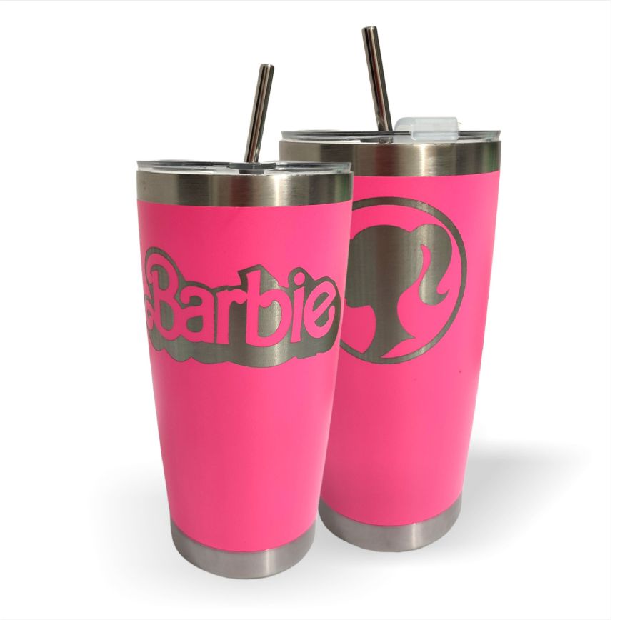 Vaso Termo Térmico Barbie Rosa Grabado Láser
