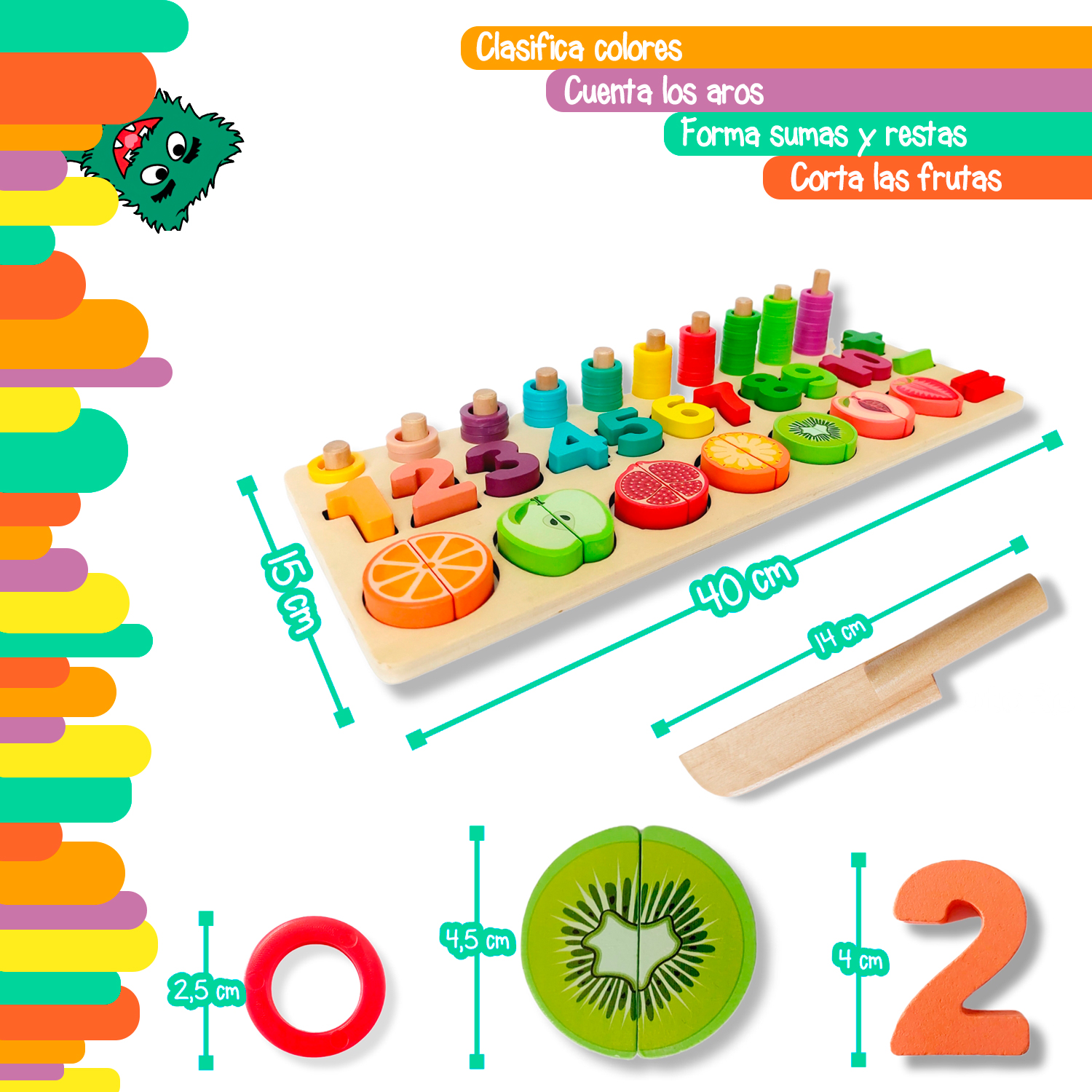 Tablero de juego para niños Yuff! juego para encajar piezas y frutas magnéticas