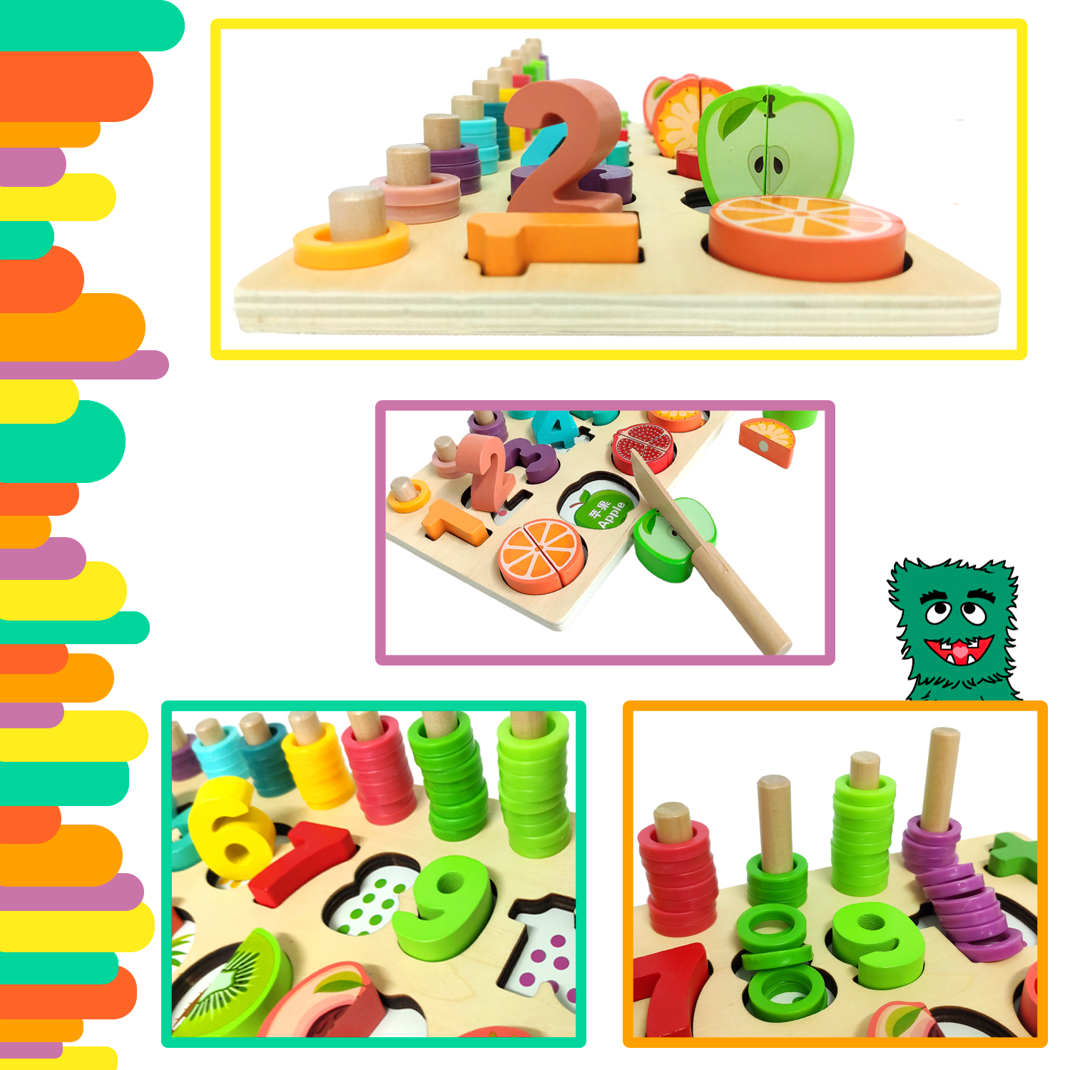 Tablero de juego para niños Yuff! juego para encajar piezas y frutas magnéticas