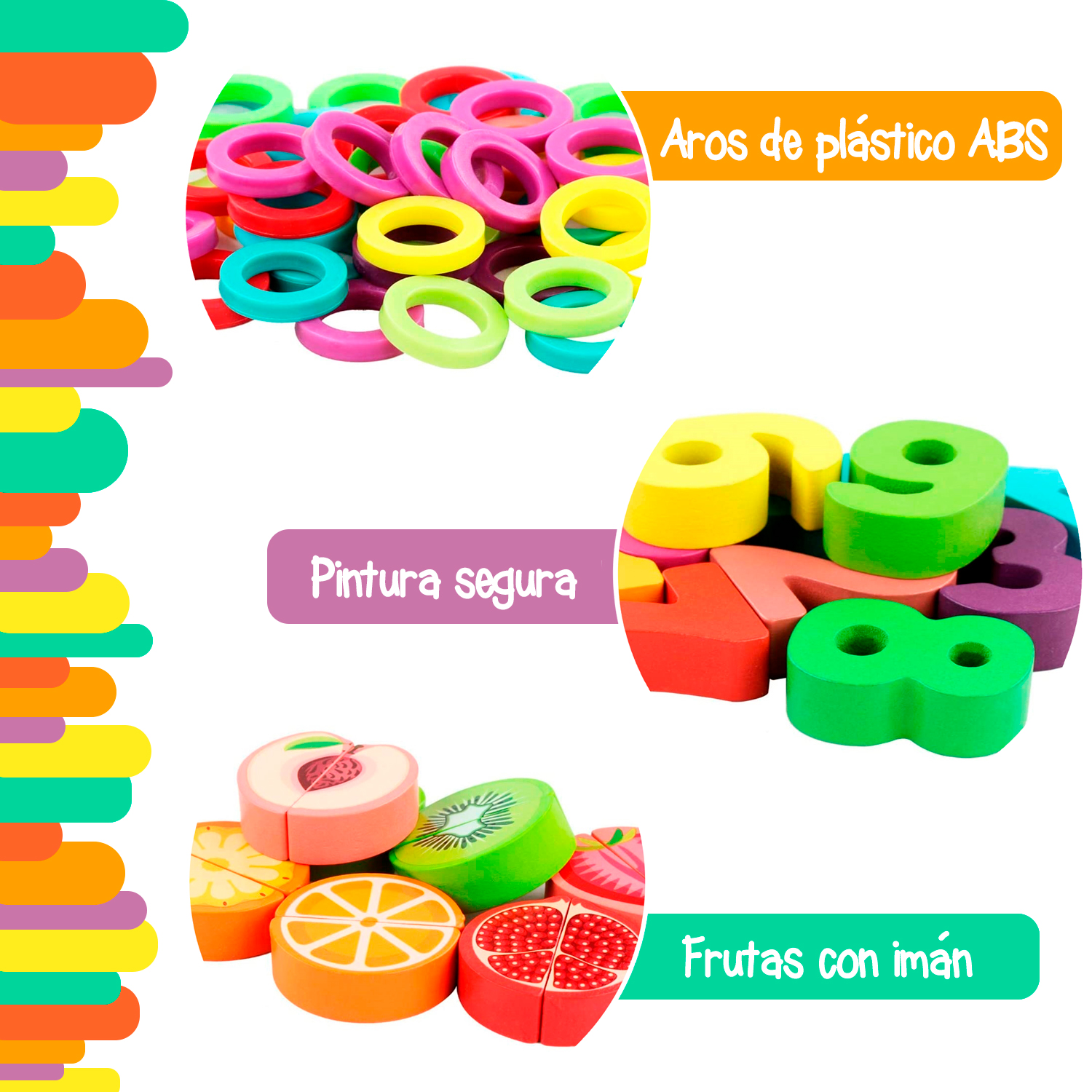 Tablero de juego para niños Yuff! juego para encajar piezas y frutas magnéticas